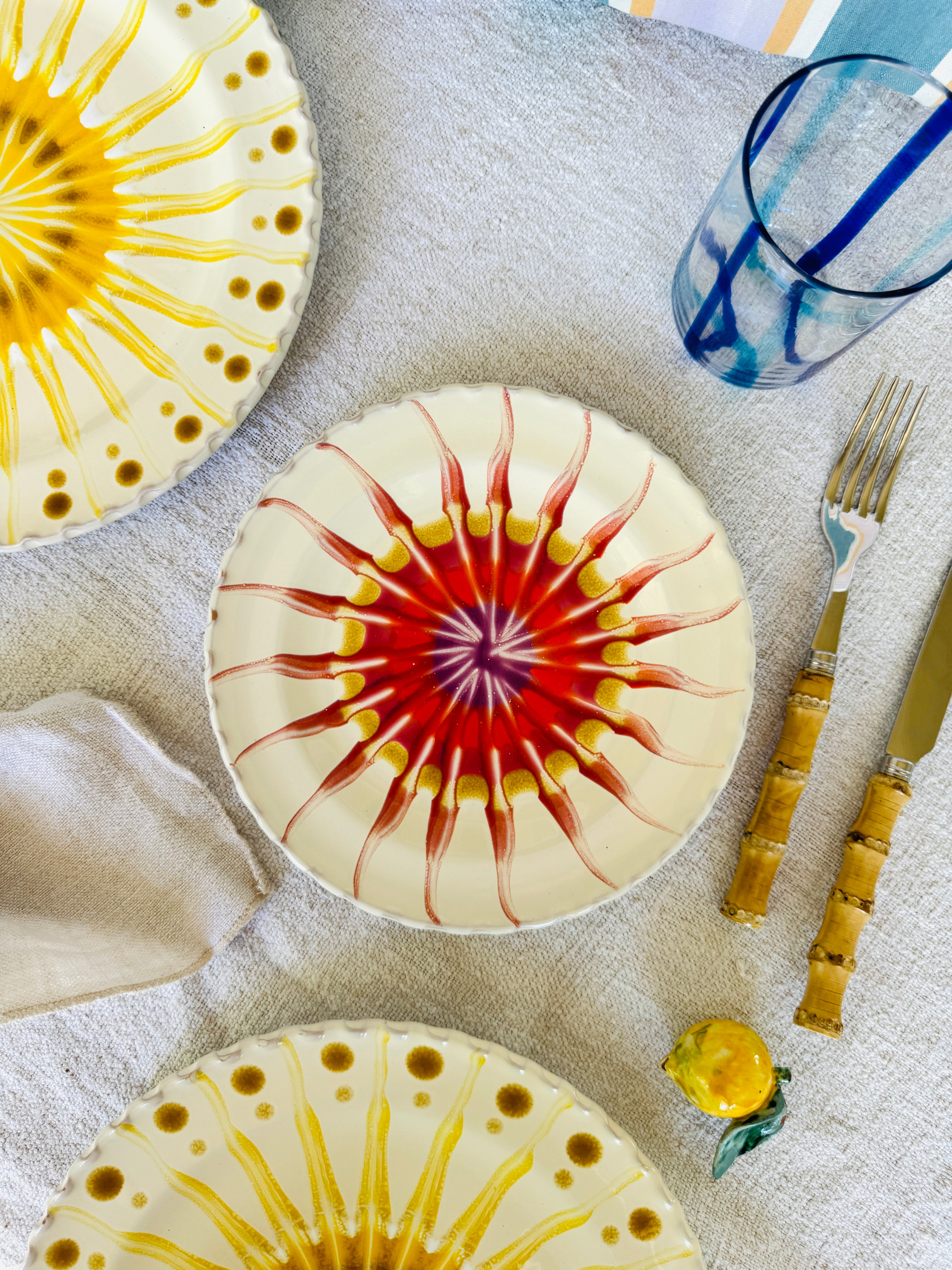 Handmade Italian Antipasti Plate 20 cm | Small Ceramic Plate Psychodelic Design