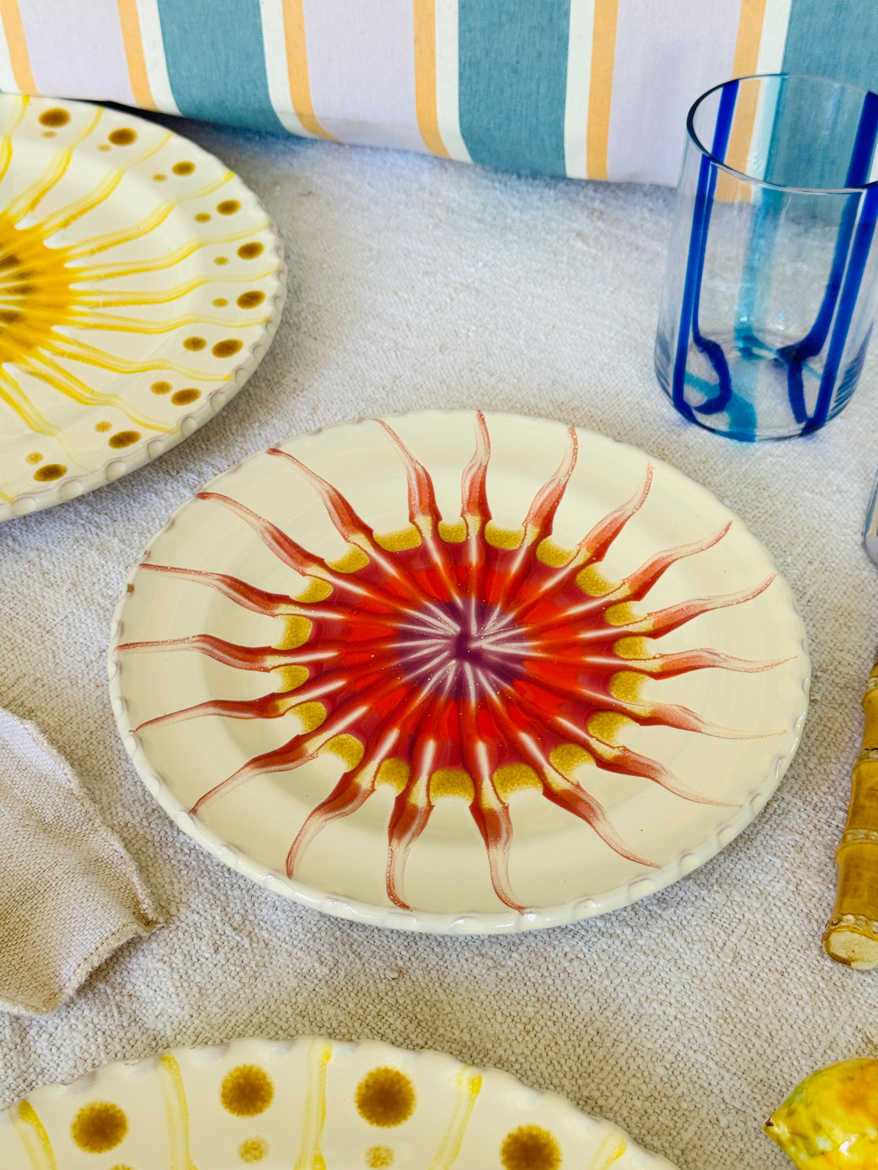 Handmade Italian Antipasti Plate 20 cm | Small Ceramic Plate Psychodelic Design