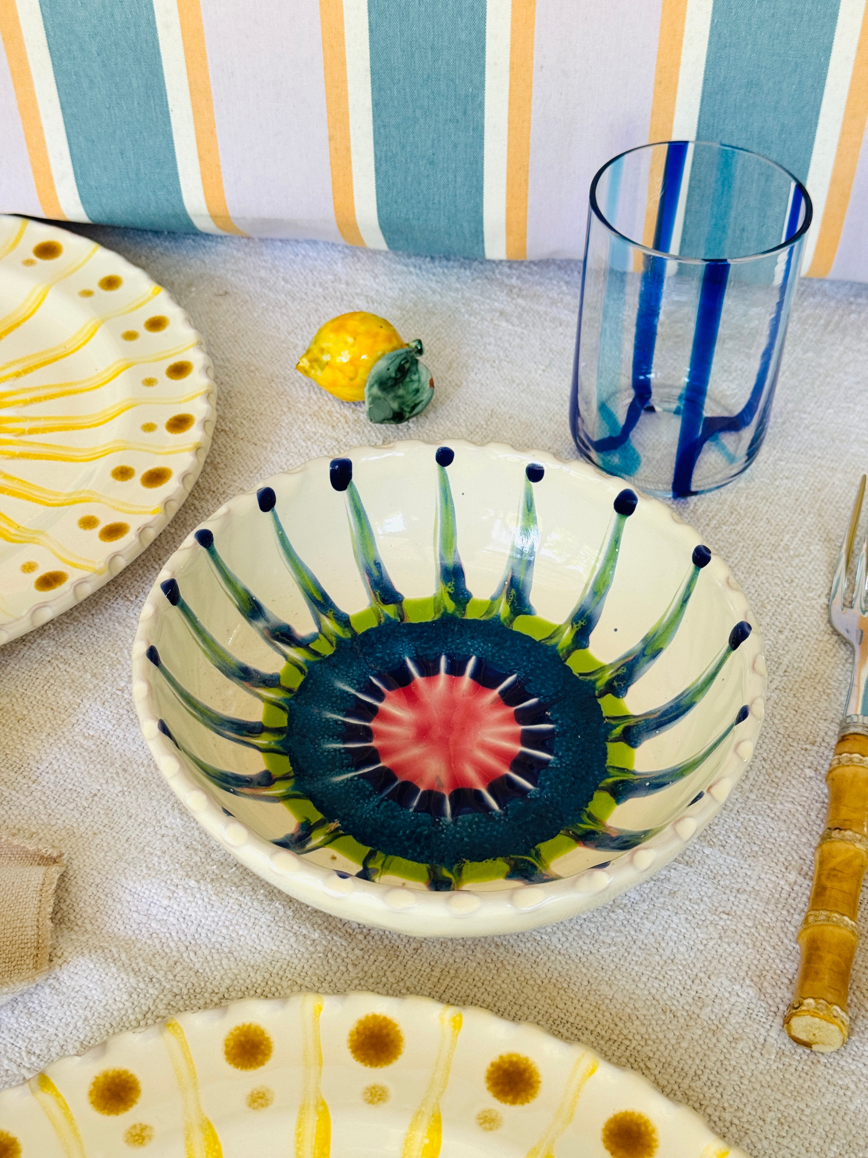 Handmade Italian Ceramic Pasta Bowl 19 cm | Psychodelic Collection
