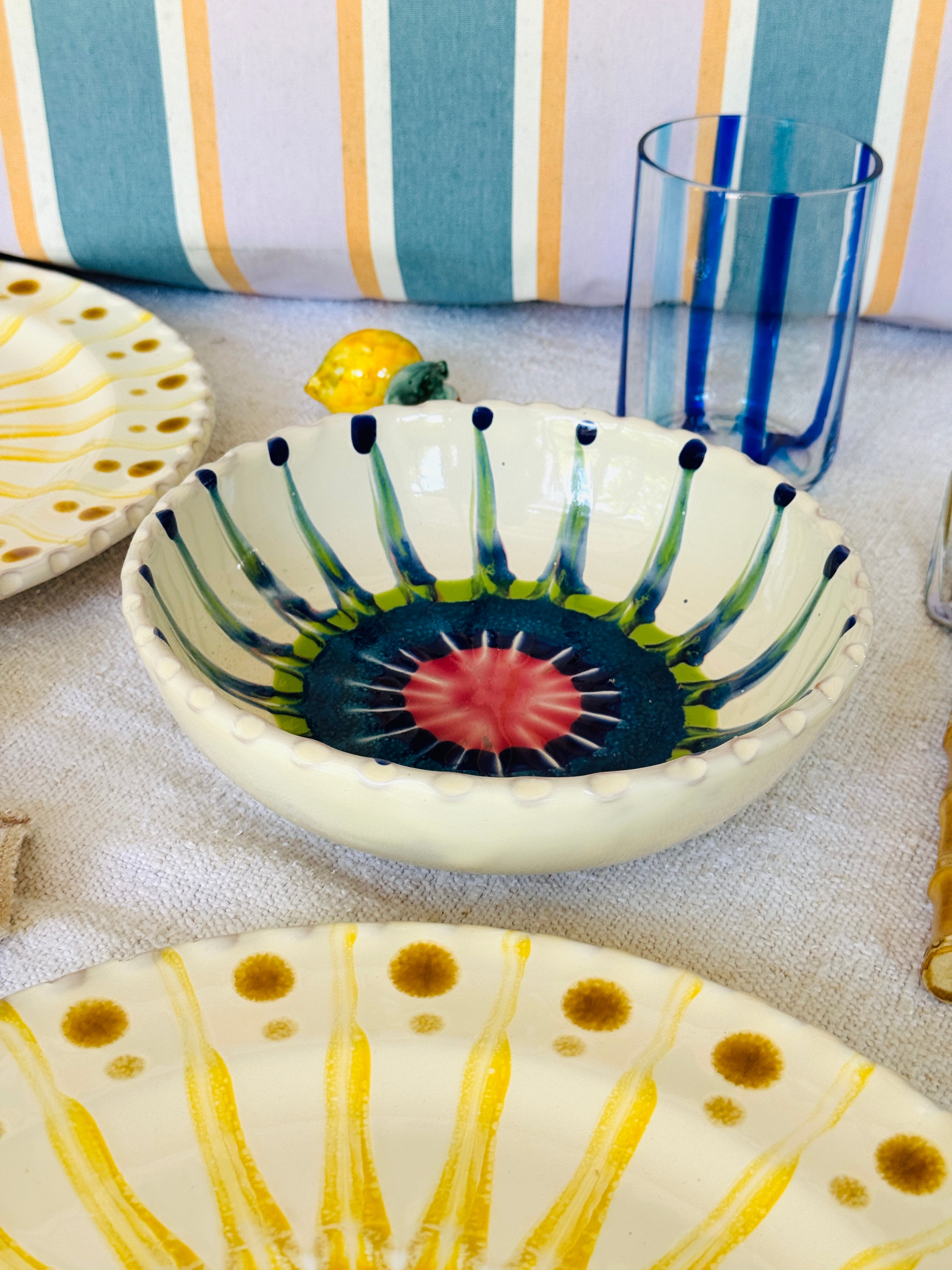 Handmade Italian Ceramic Pasta Bowl 19 cm | Psychodelic Collection
