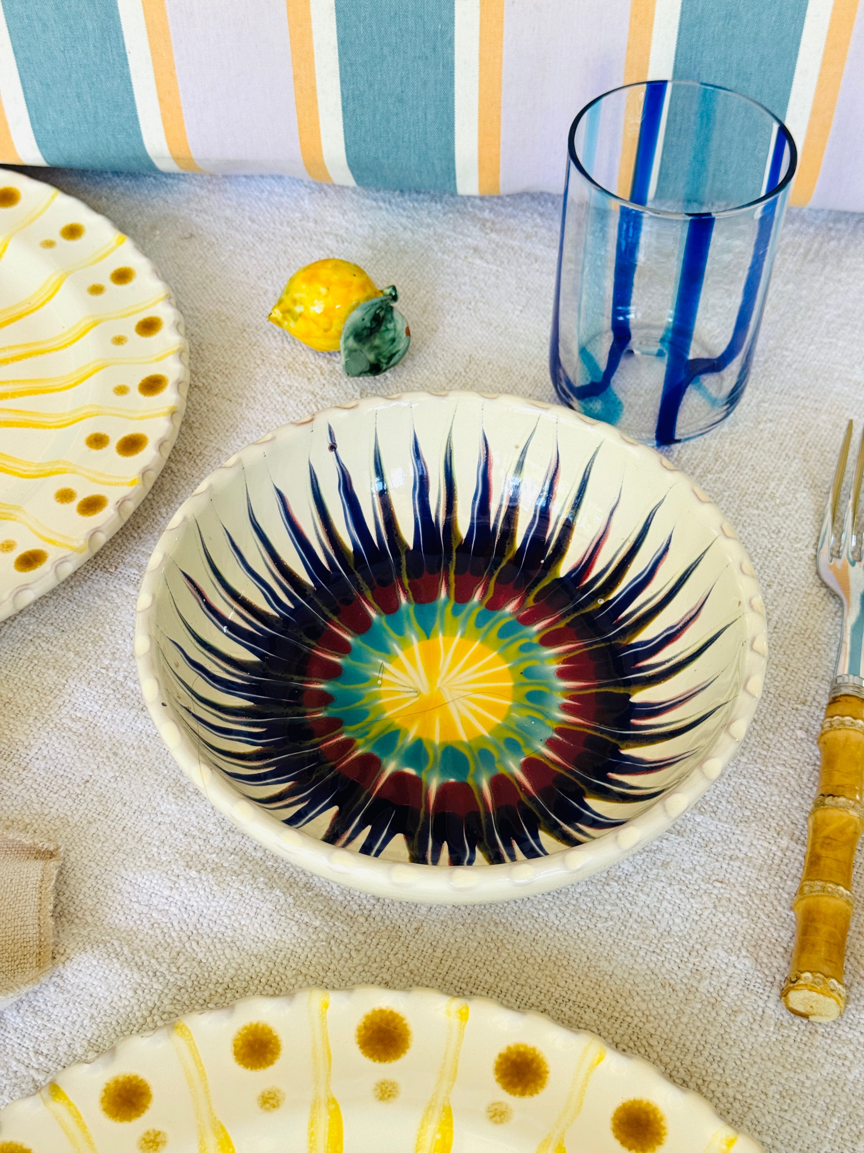 Handmade Italian Ceramic Pasta Bowl 19 cm | Psychodelic Collection