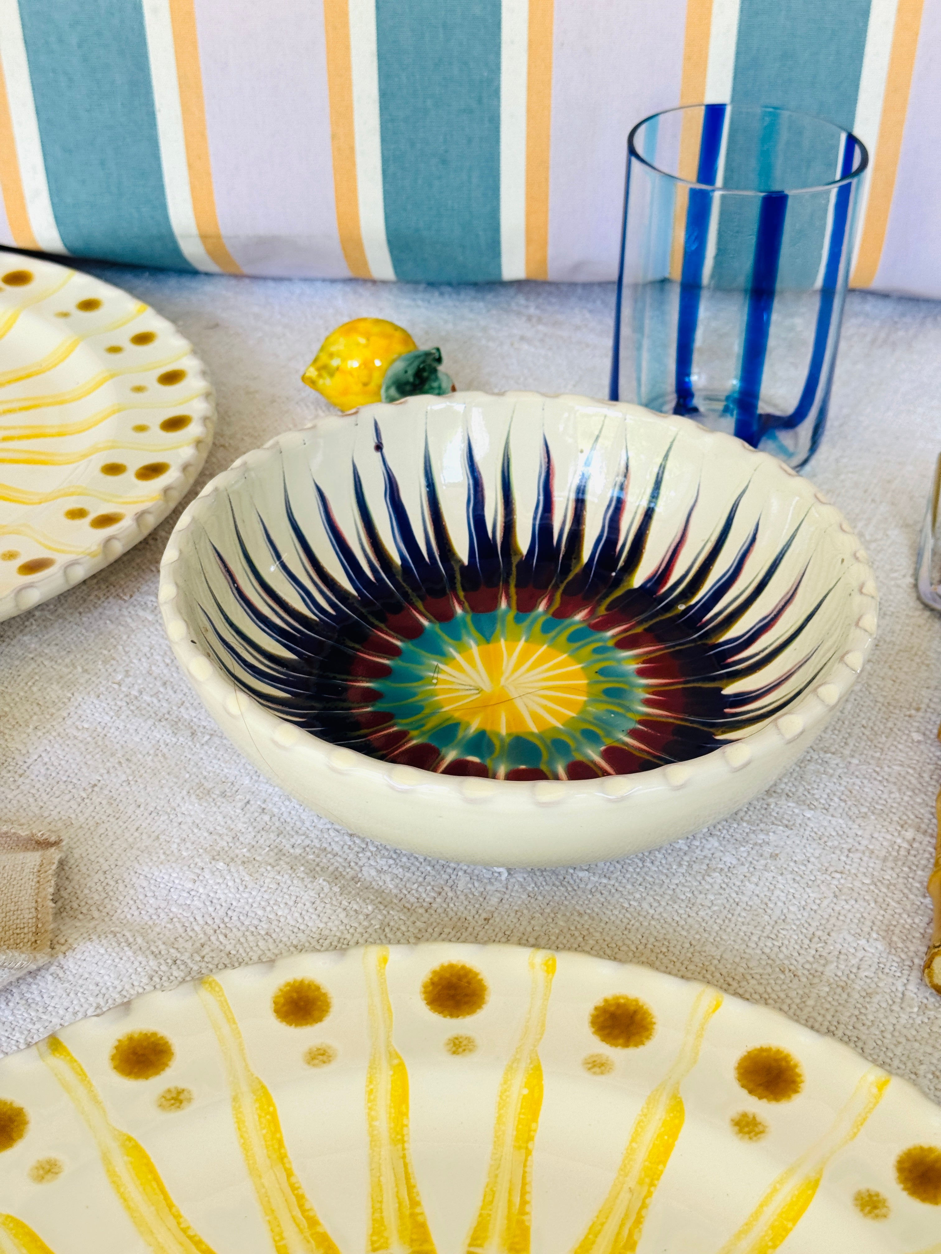 Handmade Italian Ceramic Pasta Bowl 19 cm | Psychodelic Collection
