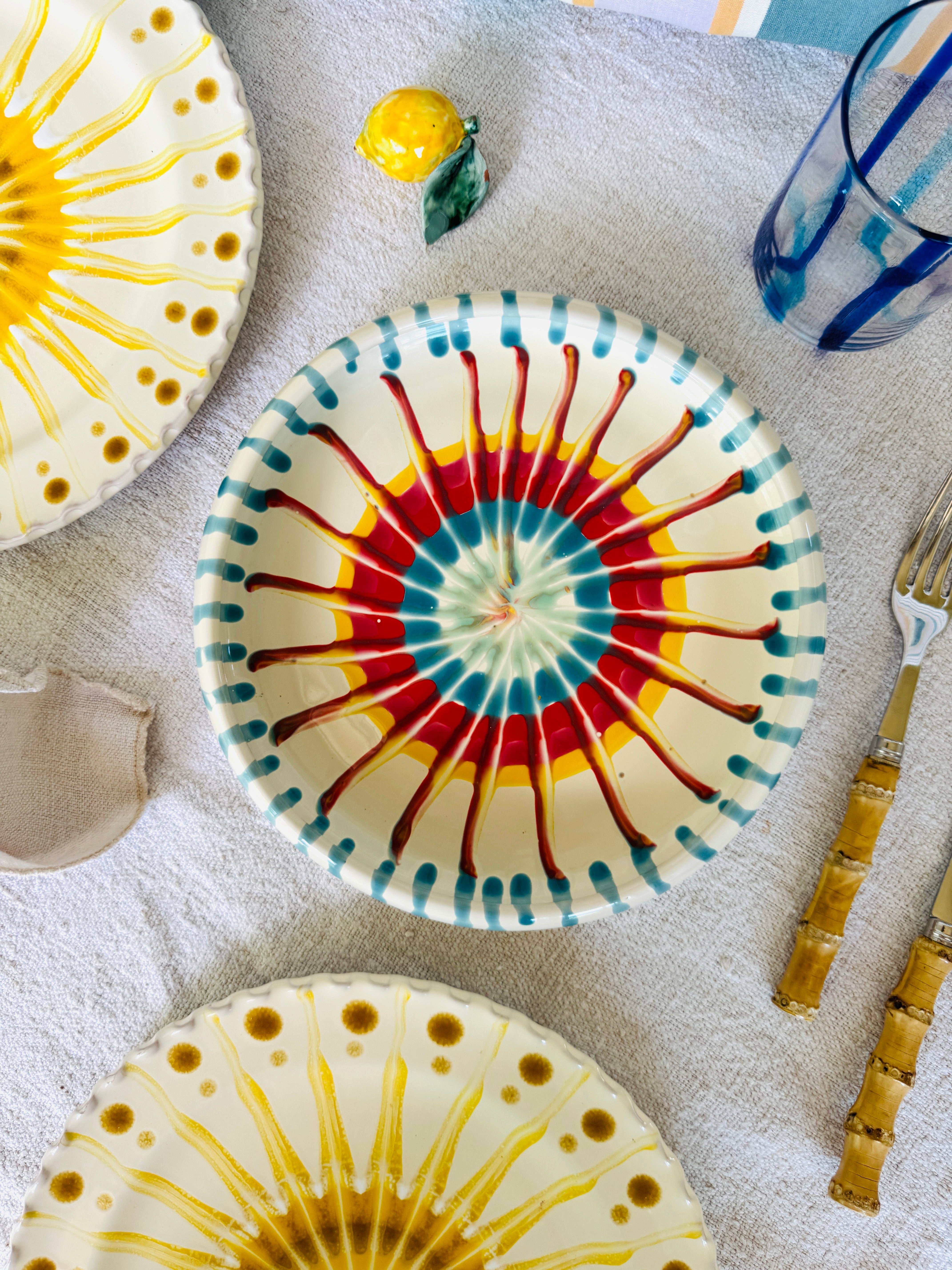 Italian Ceramic Pasta Plate 25cm | Handmade Psychodelic Design
