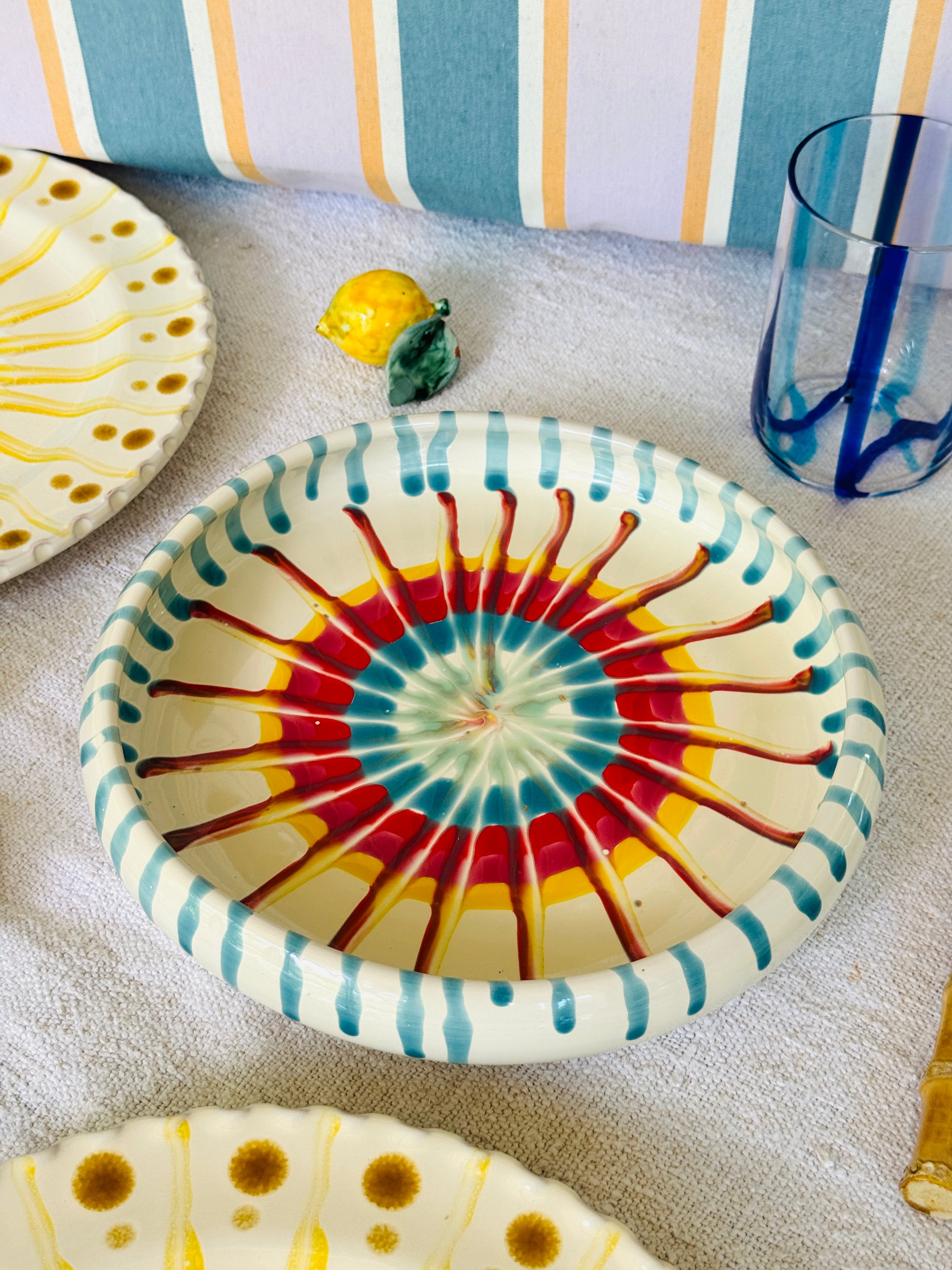 Italian Ceramic Pasta Plate 25cm | Handmade Psychodelic Design
