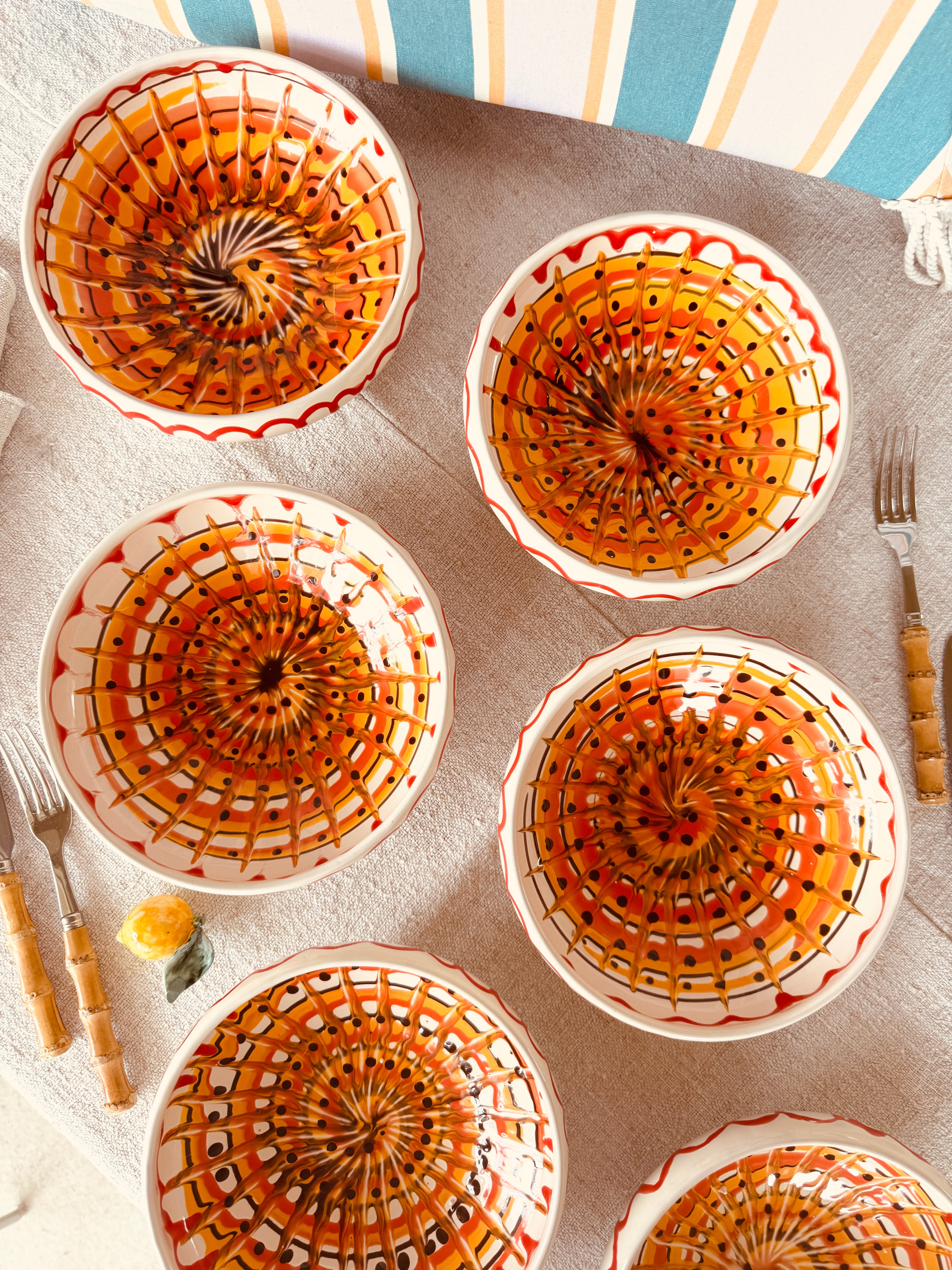 Handmade Italian Ceramic Pasta Bowl Set 21 cm | Riviera Mix