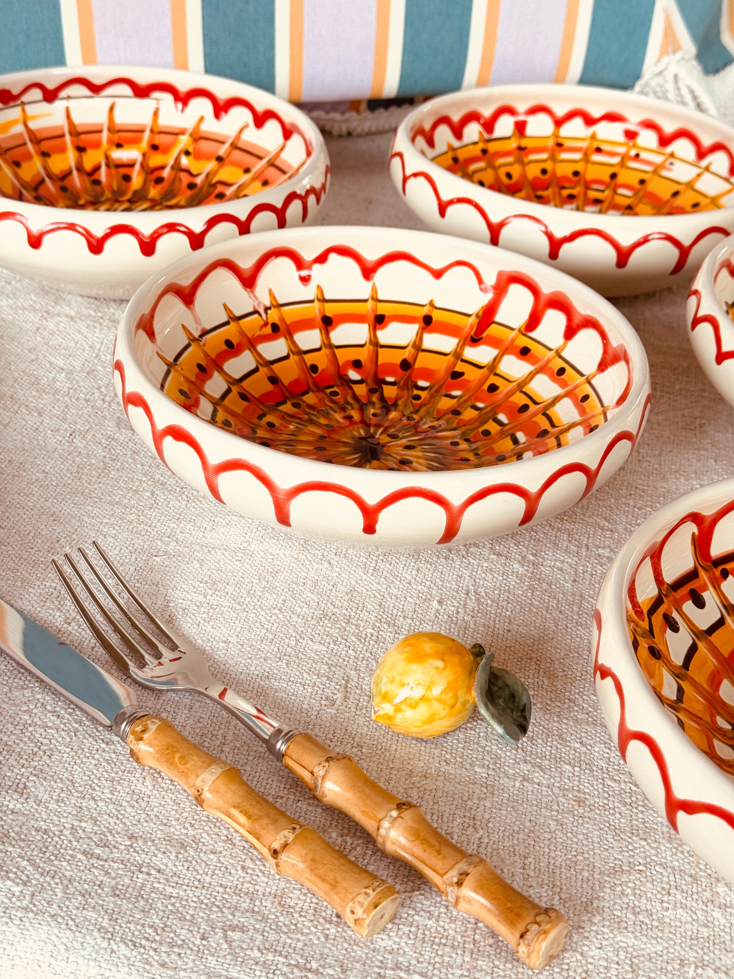 Handmade Italian Ceramic Pasta Bowl Set 21 cm | Riviera Mix