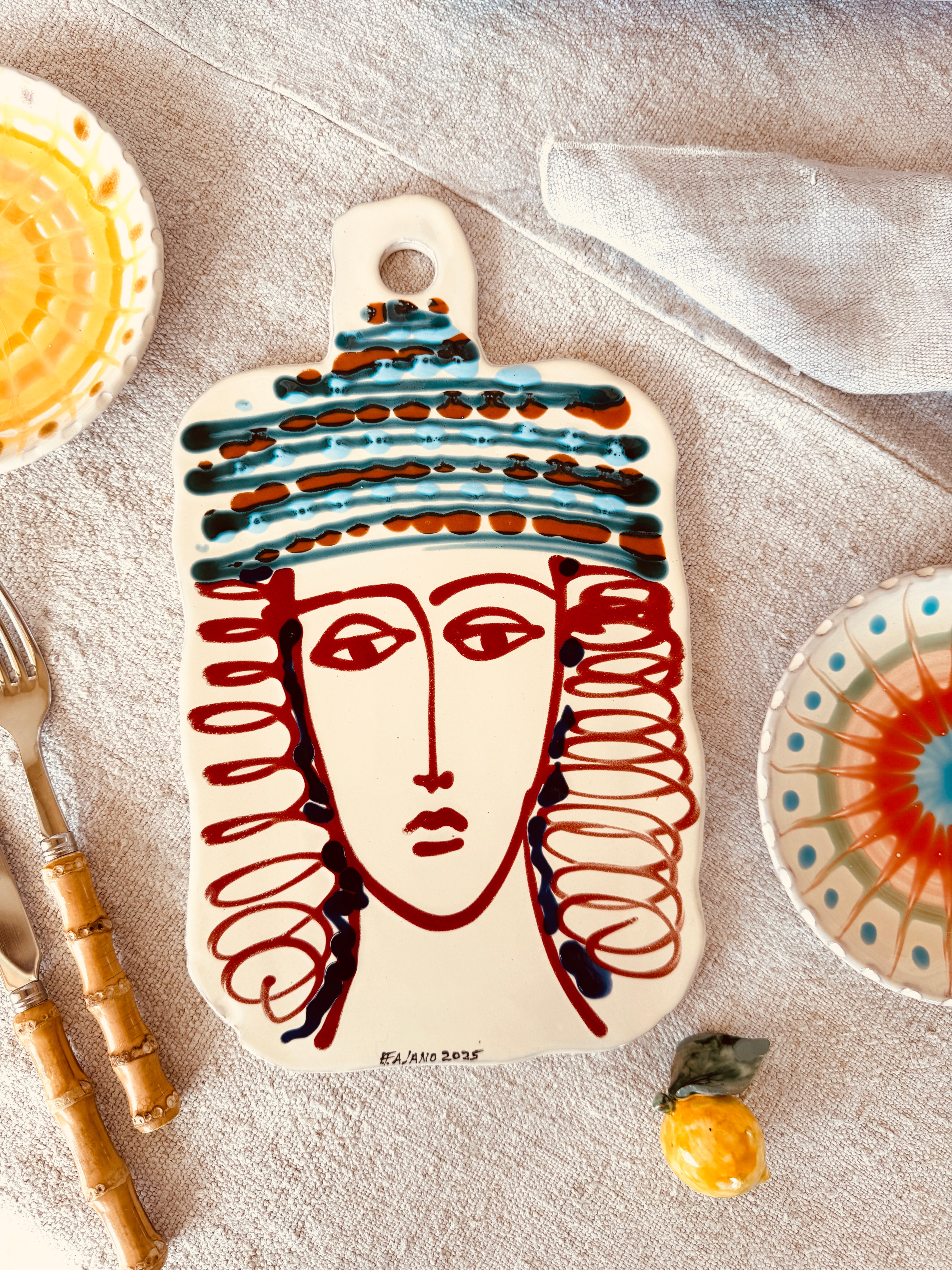 Handmade Italian Ceramic Serving Board 32 cm | Cheese & Antipasti Board