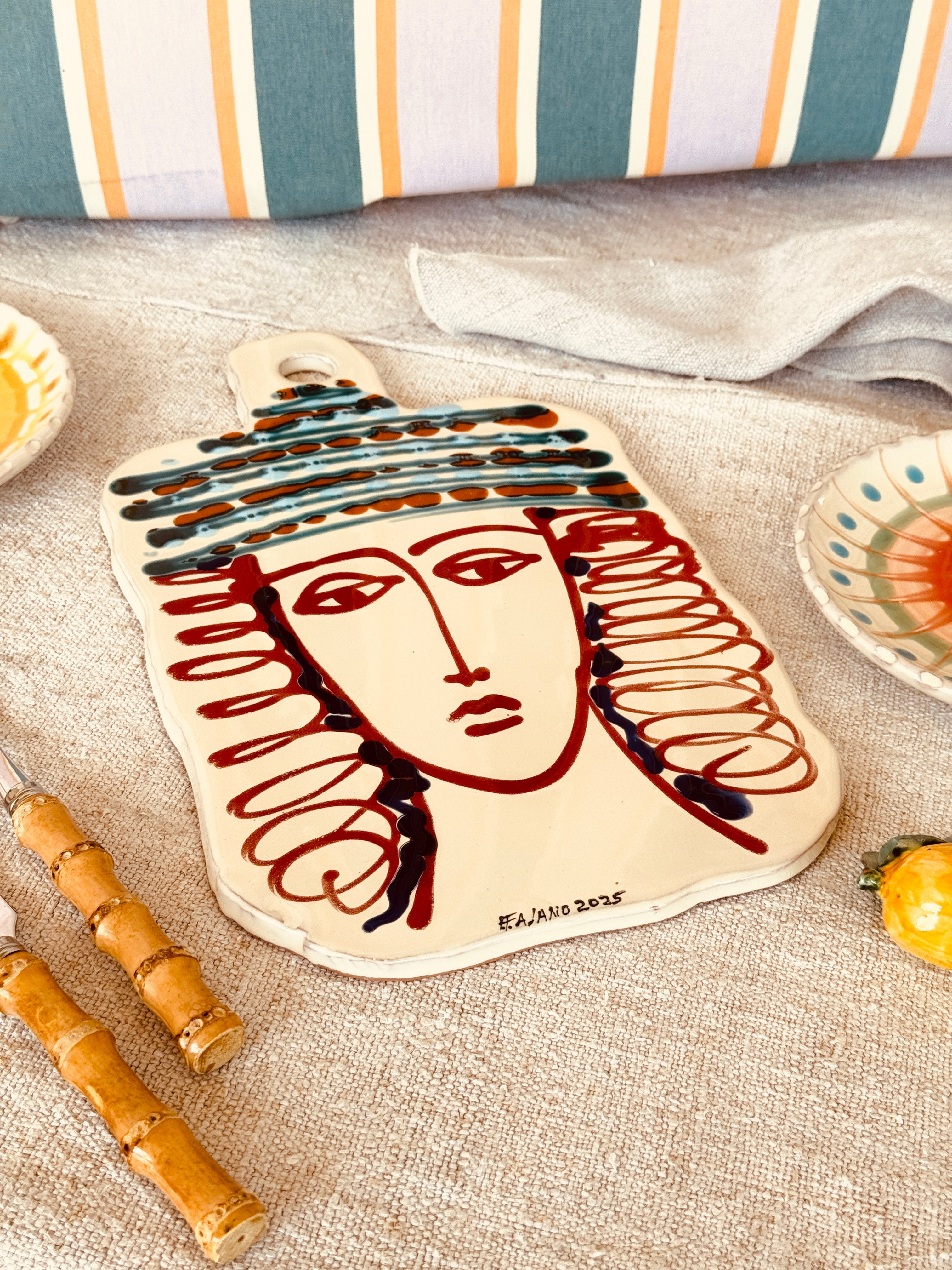 Handmade Italian Ceramic Serving Board 32 cm | Cheese & Antipasti Board