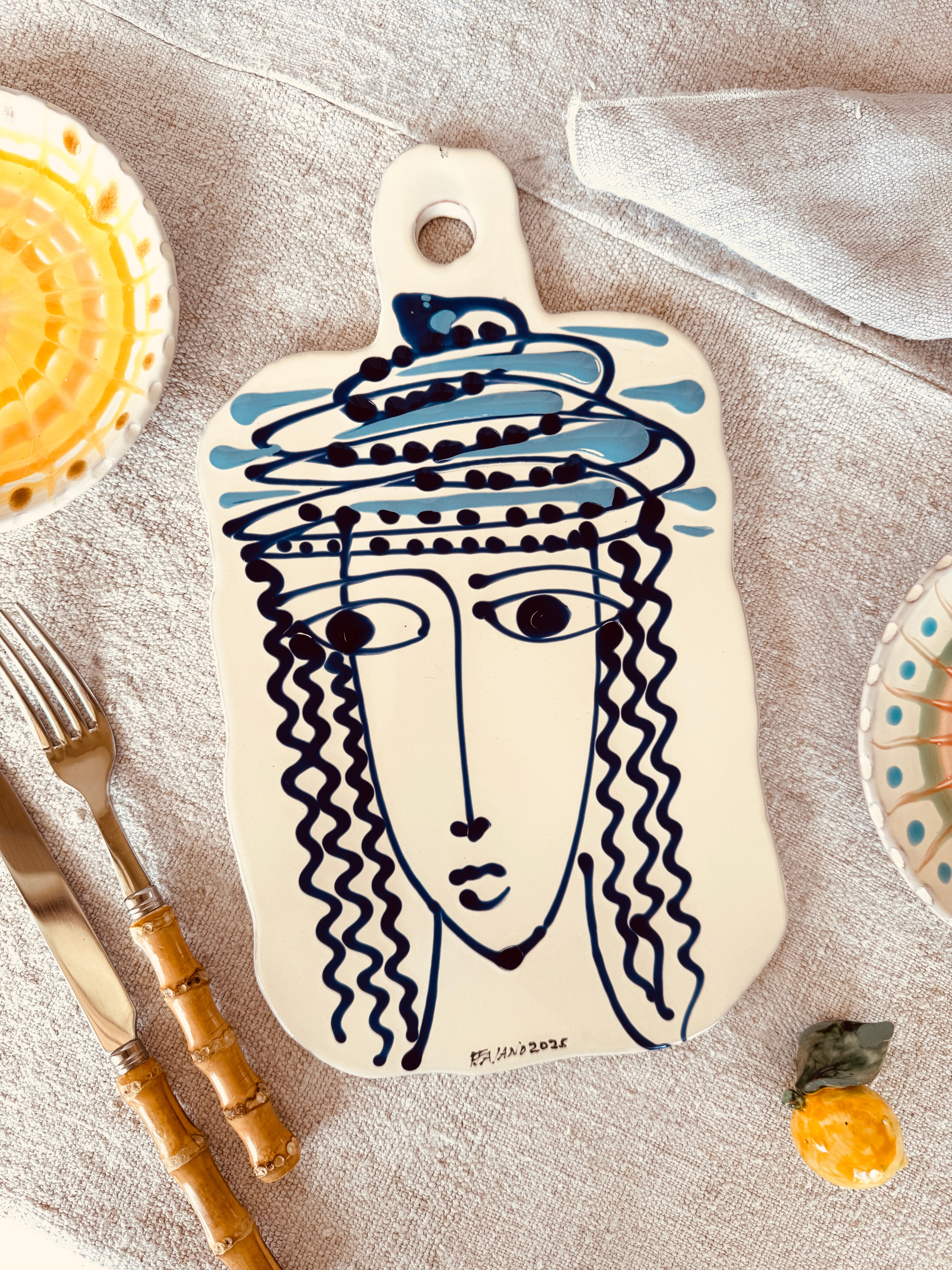 Handmade Italian Ceramic Serving Board 32 cm | Cheese & Antipasti Board