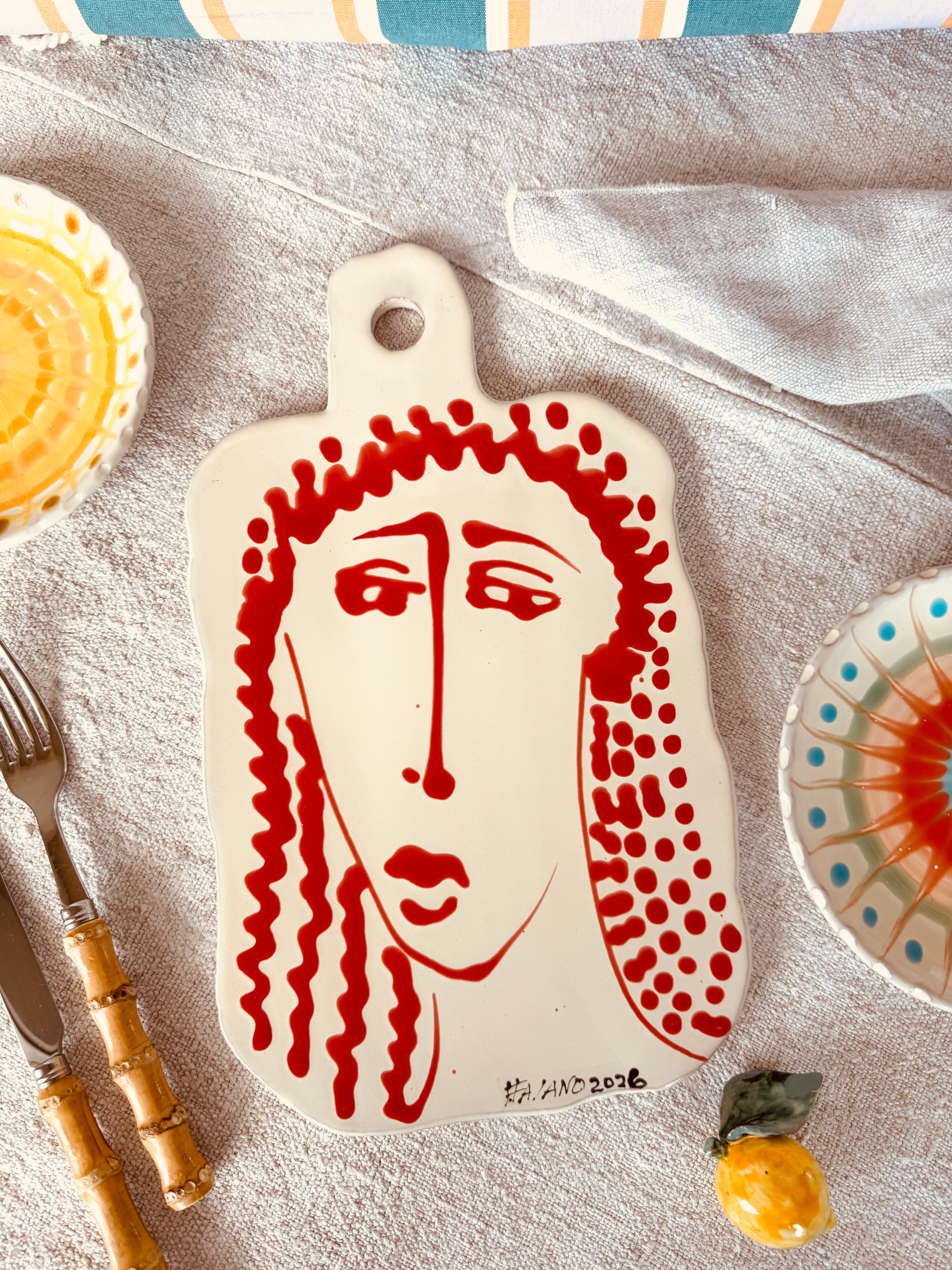 Handmade Italian Ceramic Serving Board 32 cm | Cheese & Antipasti Board