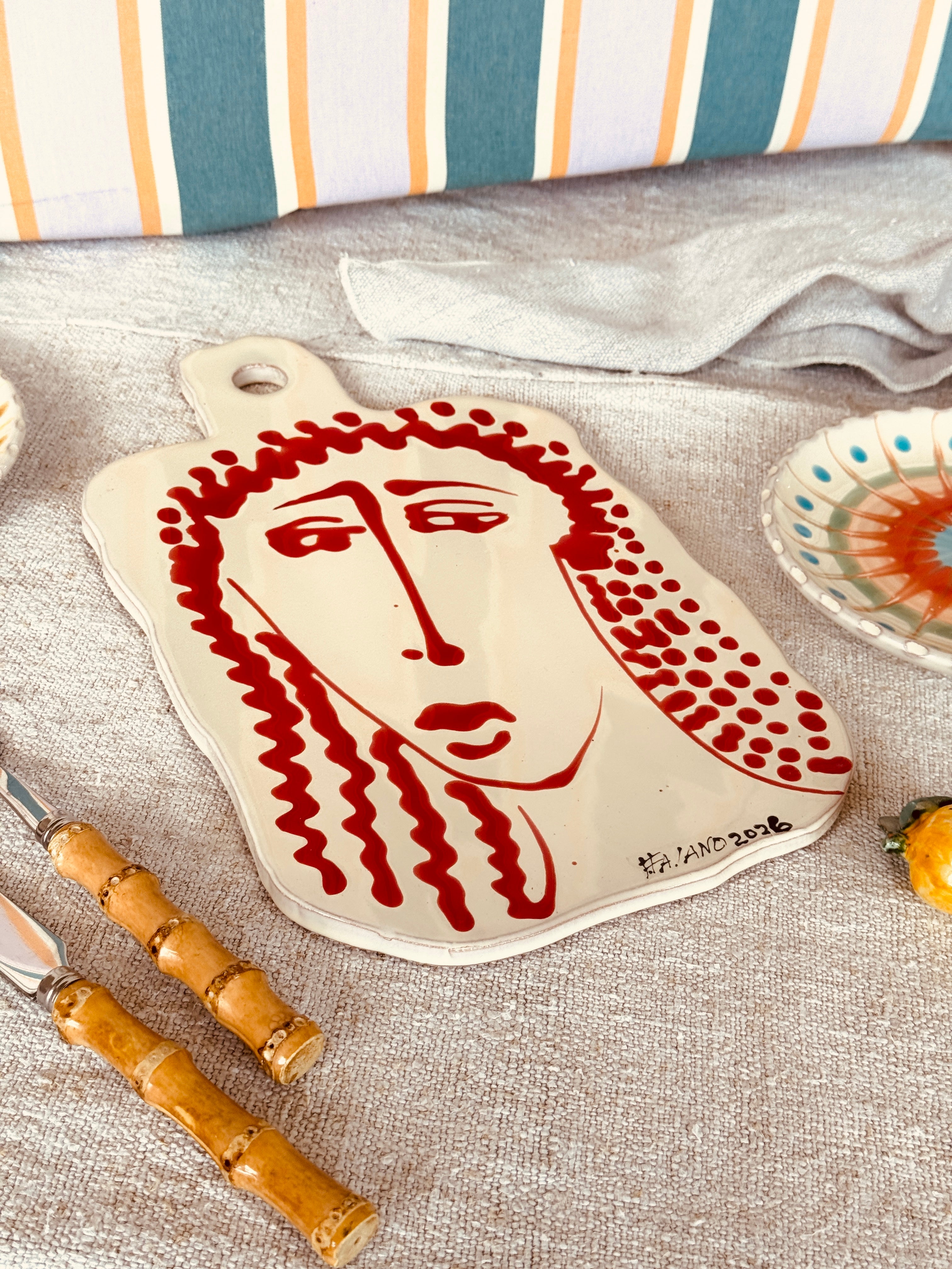 Handmade Italian Ceramic Serving Board 32 cm | Cheese & Antipasti Board