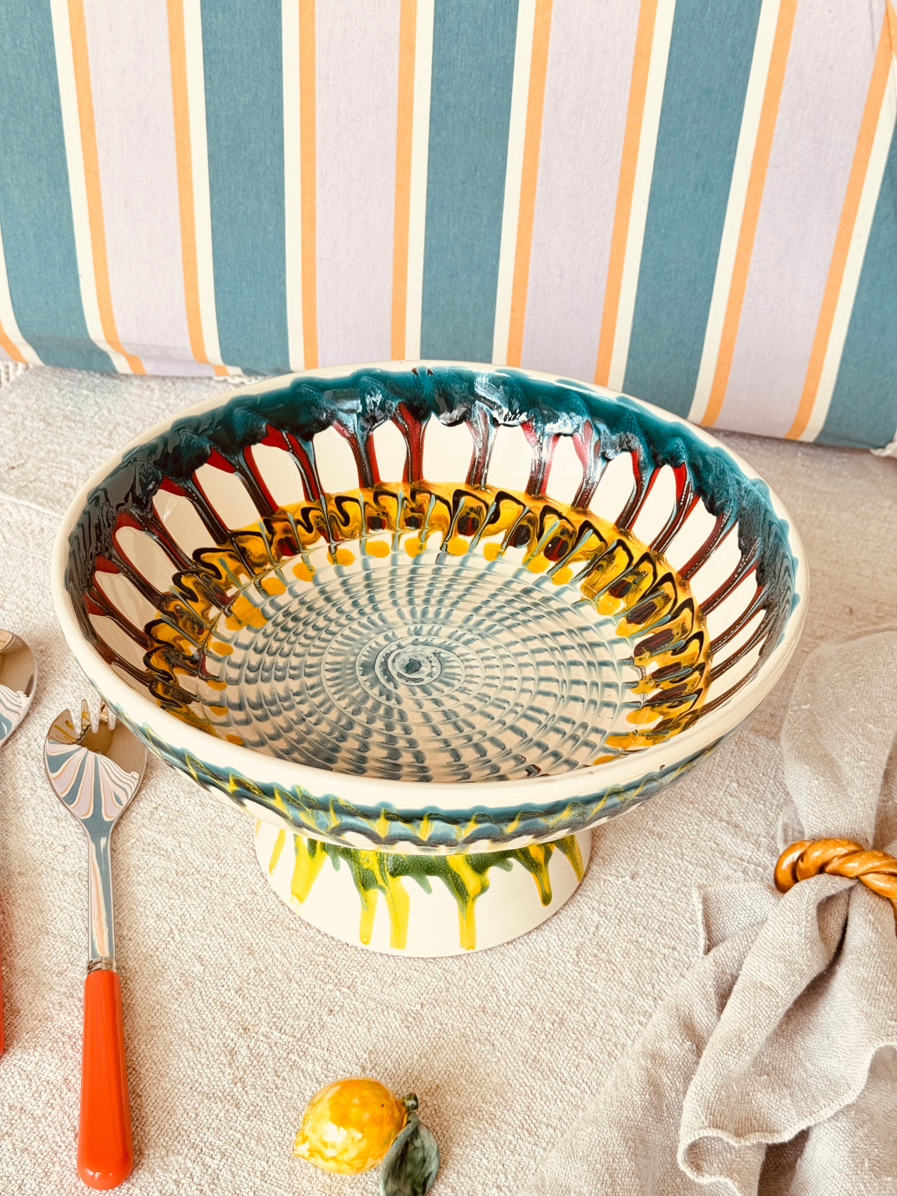 Handmade Italian Ceramic High Bowl 30 cm | Studio Riviera