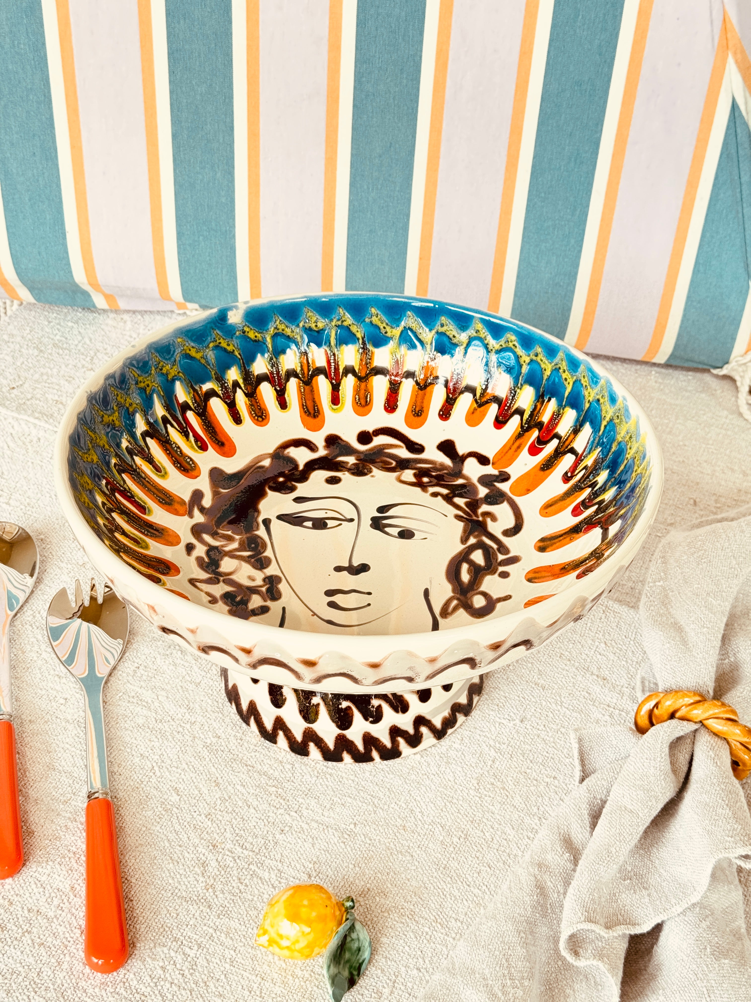 Handmade Italian Ceramic High Bowl 30 cm | Studio Riviera