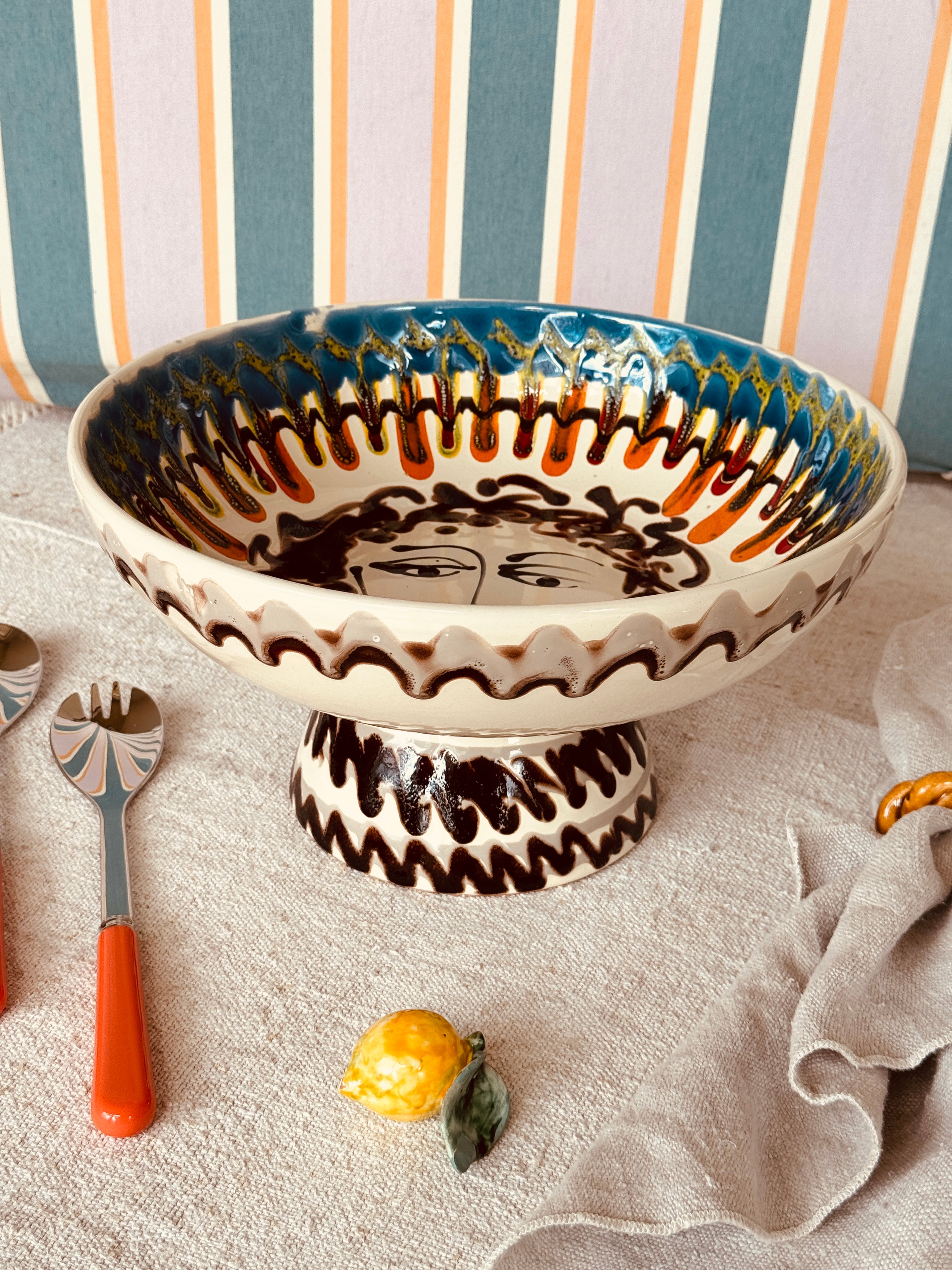 Handmade Italian Ceramic High Bowl 30 cm | Studio Riviera