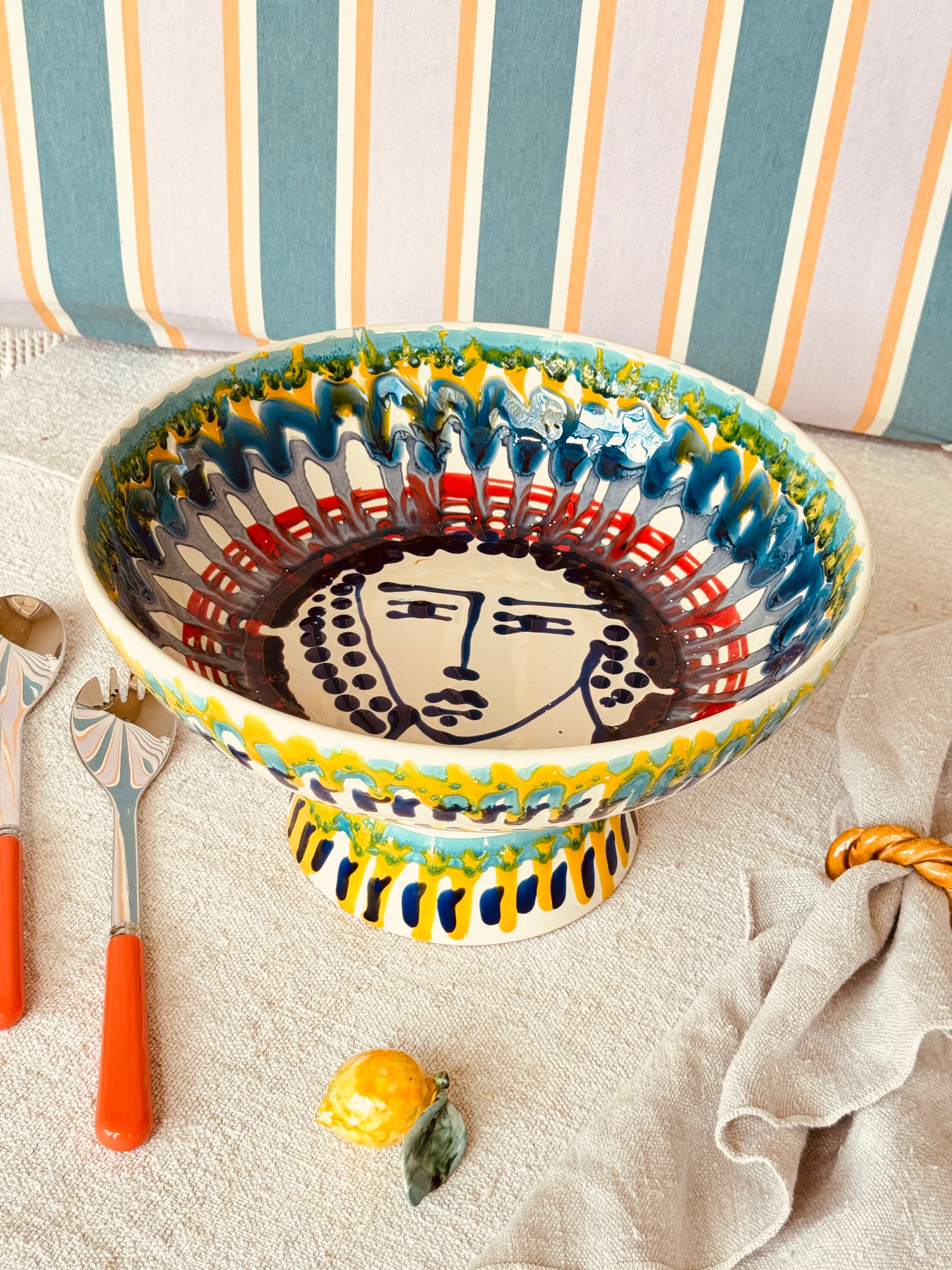 Handmade Italian Ceramic High Bowl 30 cm | Studio Riviera