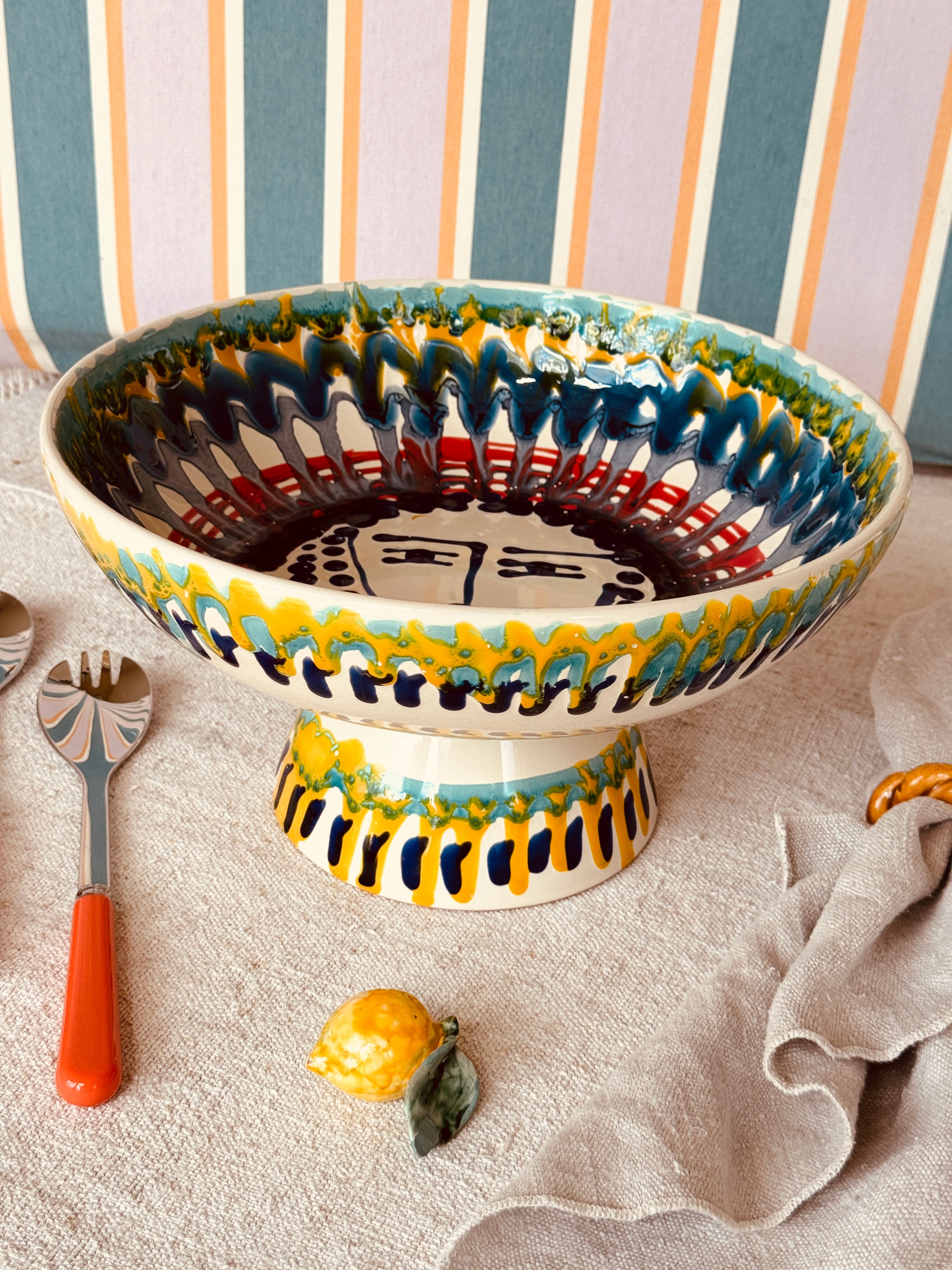 Handmade Italian Ceramic High Bowl 30 cm | Studio Riviera