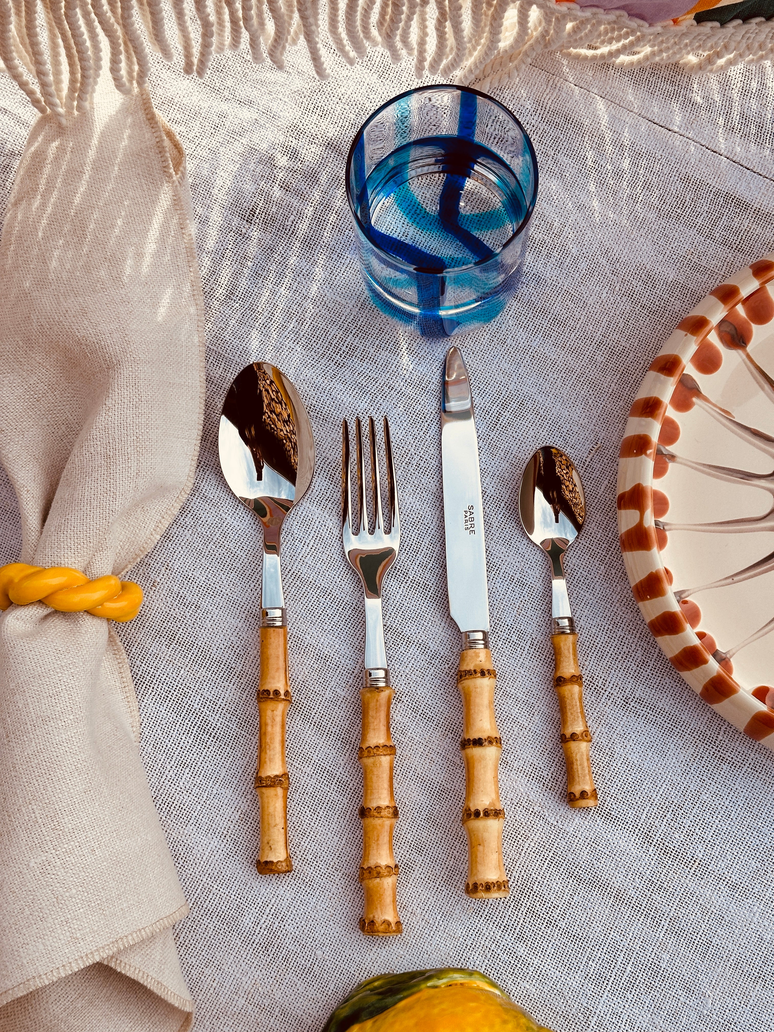 handmade "Vintage Look-a-like" Bamboo Cutlery Set of 4