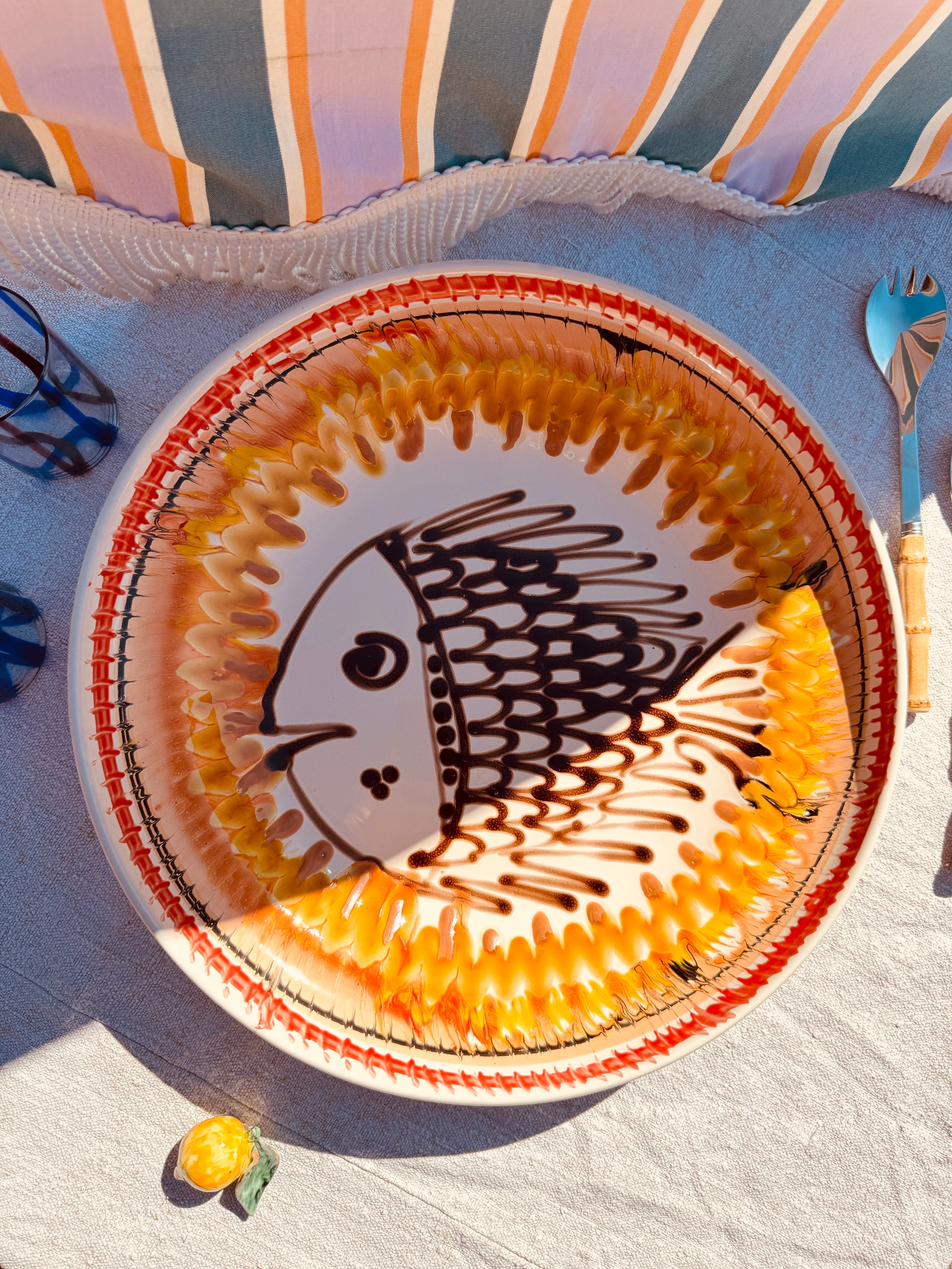 große Psychodelic "Pesce" Schale mit Hänger - 42cm  !EINZELSTÜCK!