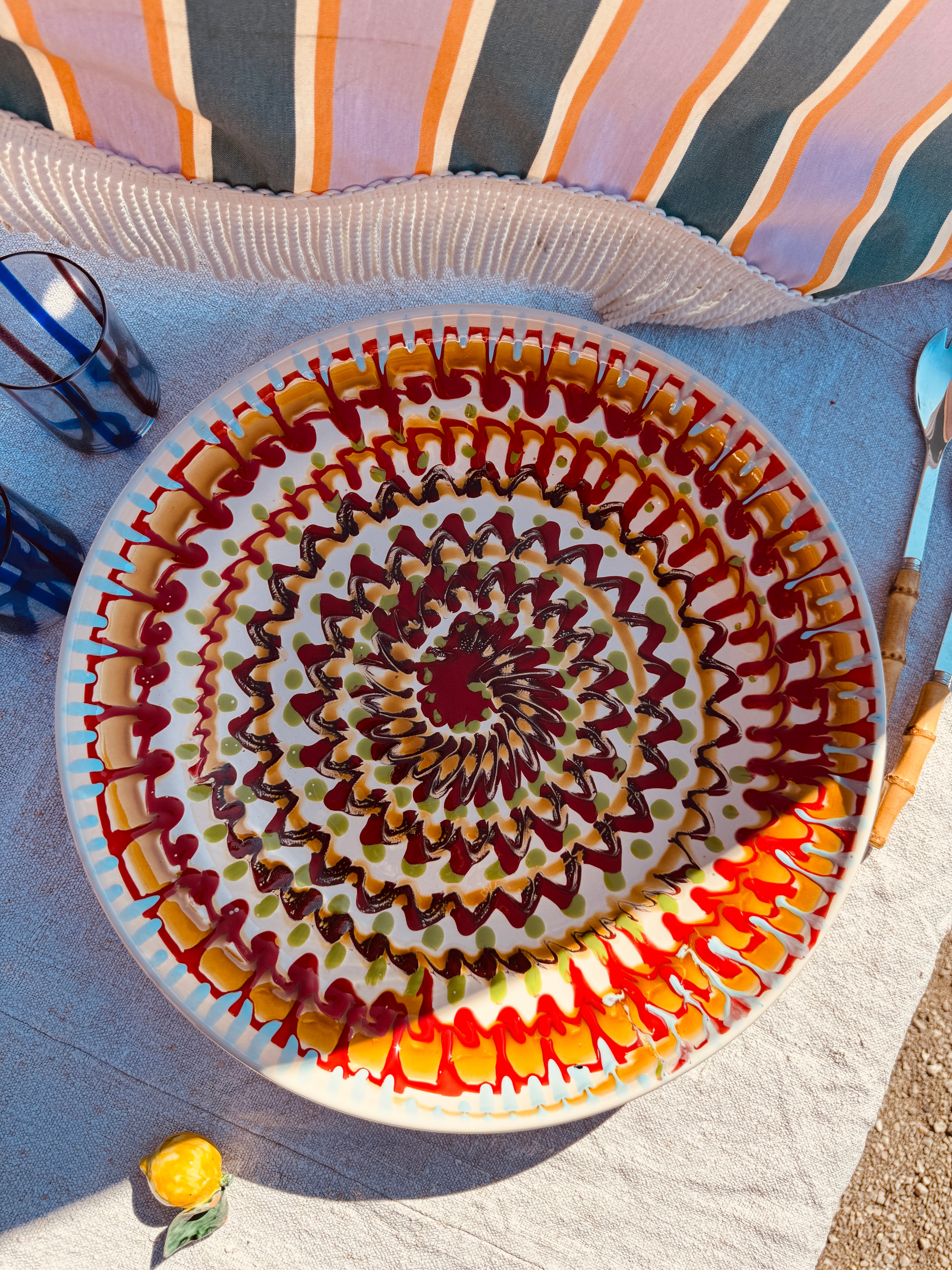 Large Psychodelic  Bowl with Wallhanger - 42cm - One of a Kind