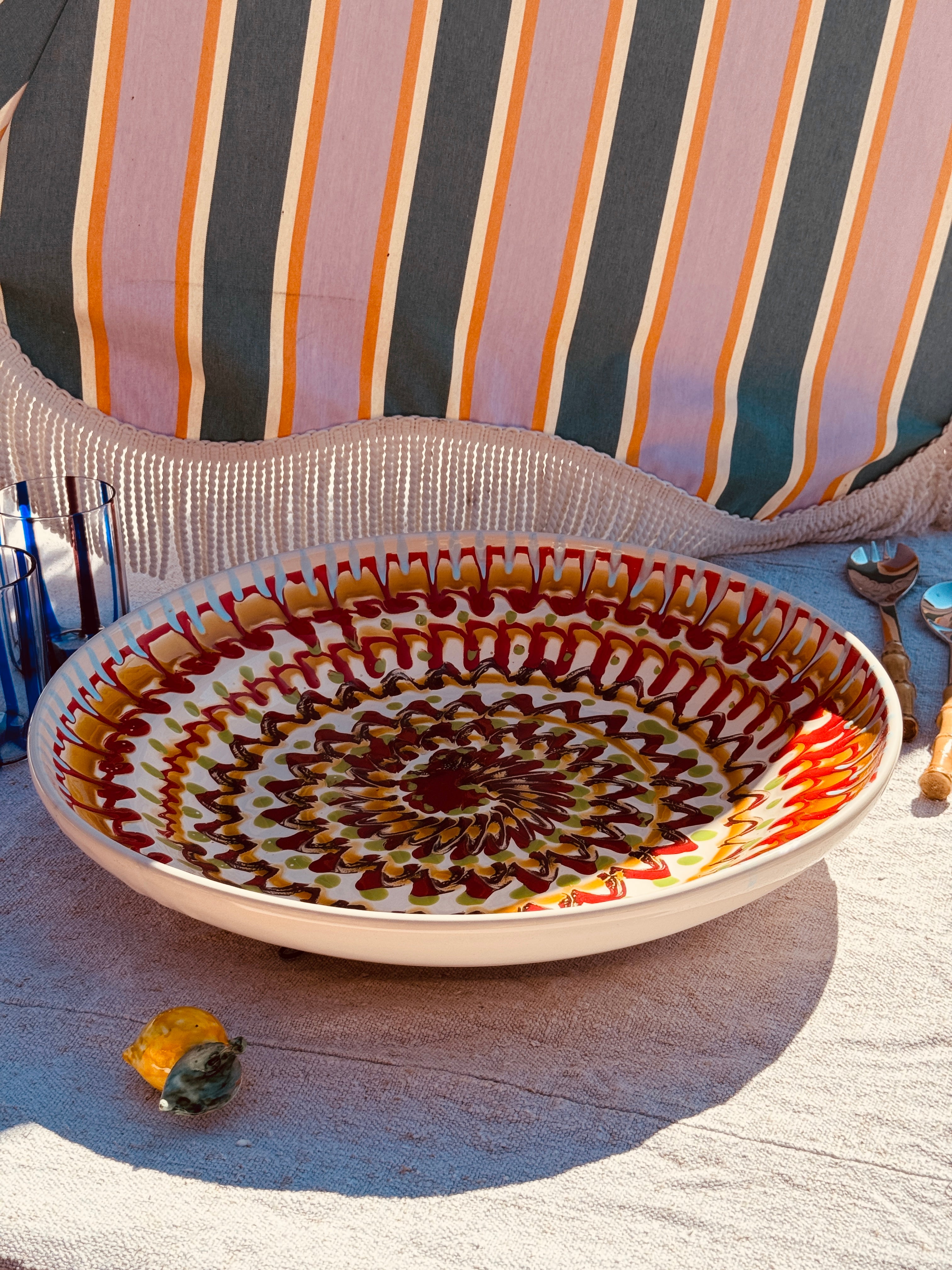 Large Psychodelic  Bowl with Wallhanger - 42cm - One of a Kind