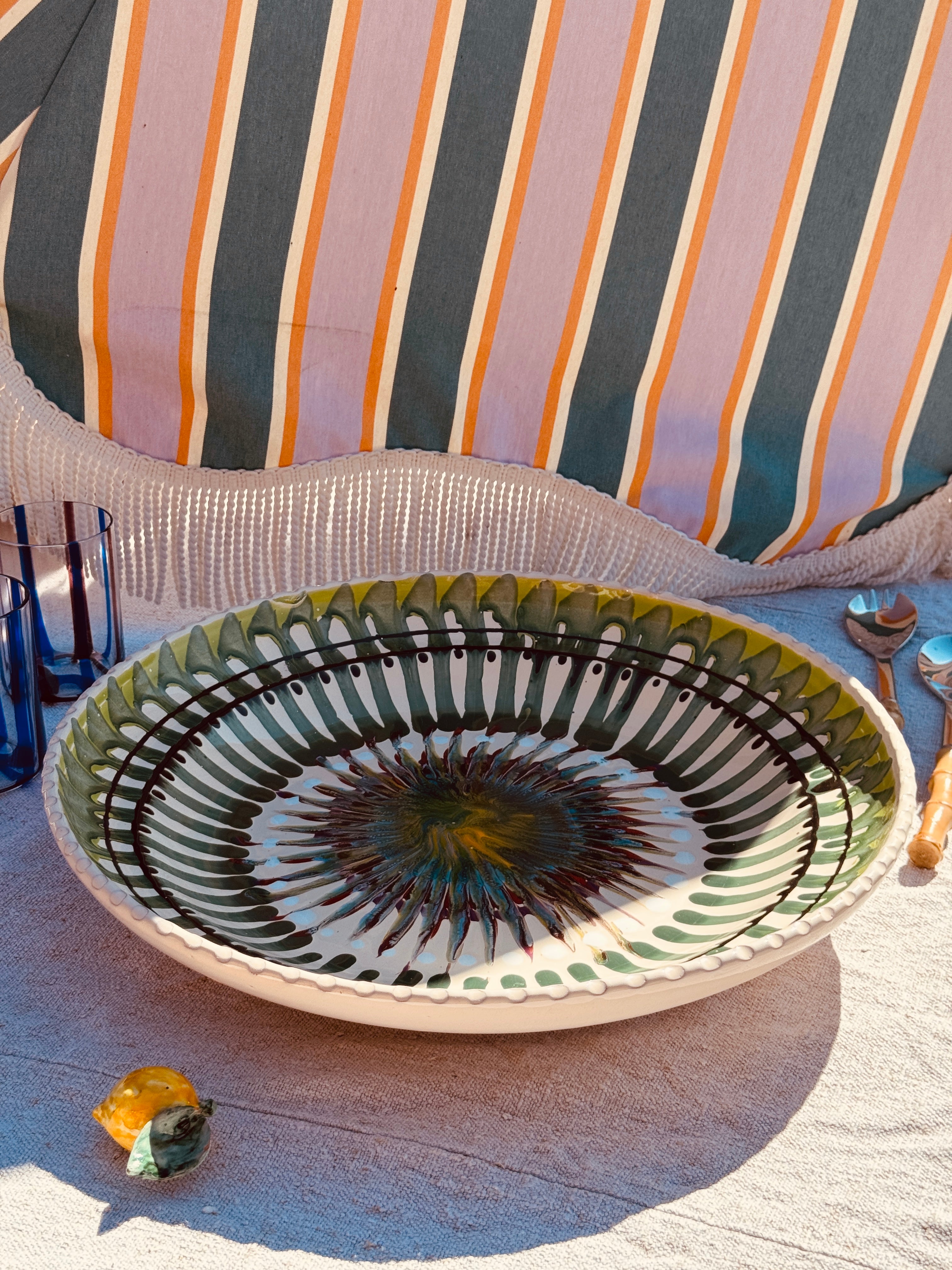 Large Psychodelic  Bowl with Wallhanger - 42cm - One of a Kind