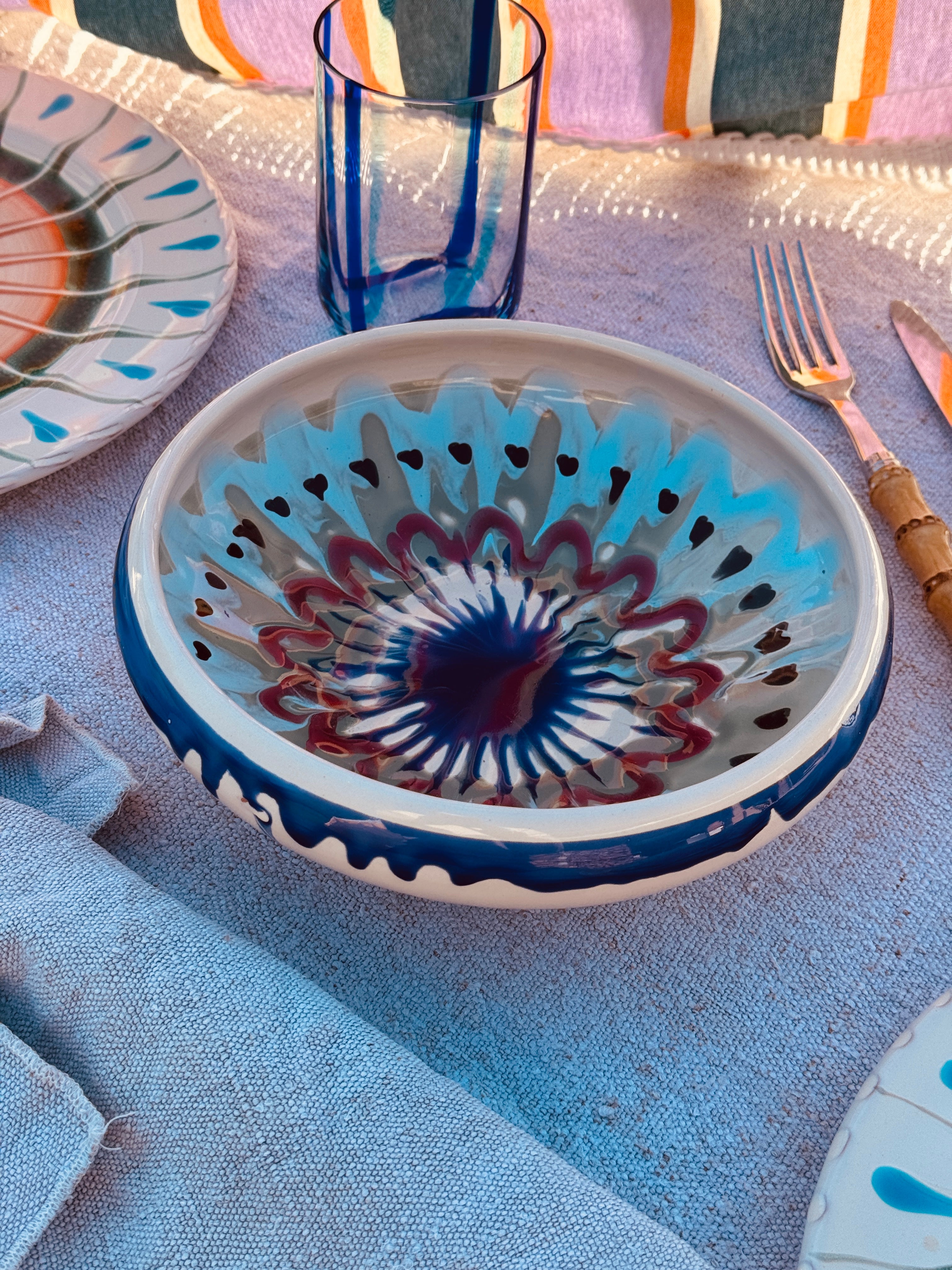 UNIQUE PIECE Psychodelic Bowl – 21 cm “Bordo Tornito” (One of a Kind)