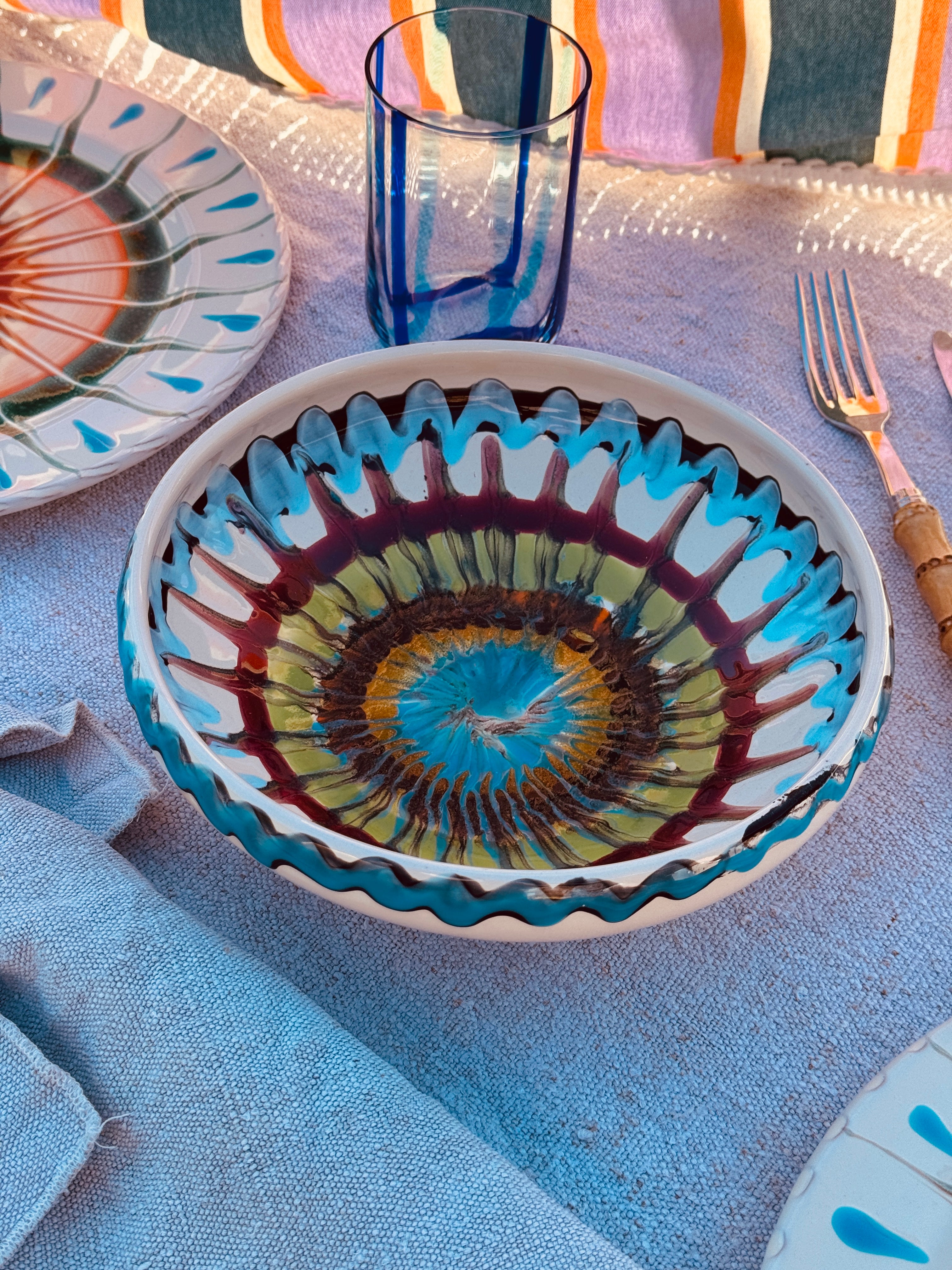 UNIQUE PIECE Psychodelic Bowl – 21 cm “Bordo Tornito” (One of a Kind)