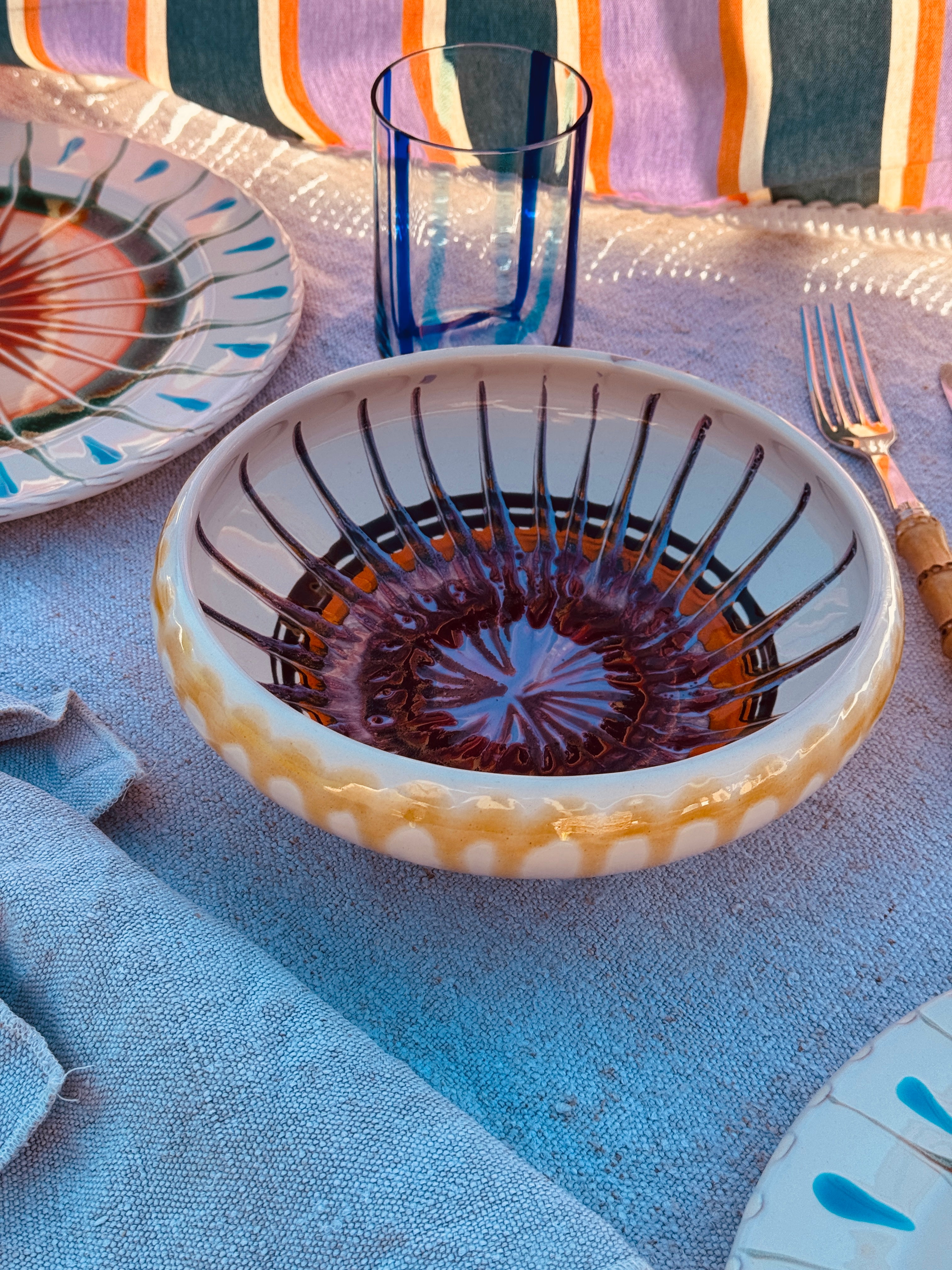 UNIQUE PIECE Psychodelic Bowl – 21 cm “Bordo Tornito” (One of a Kind)