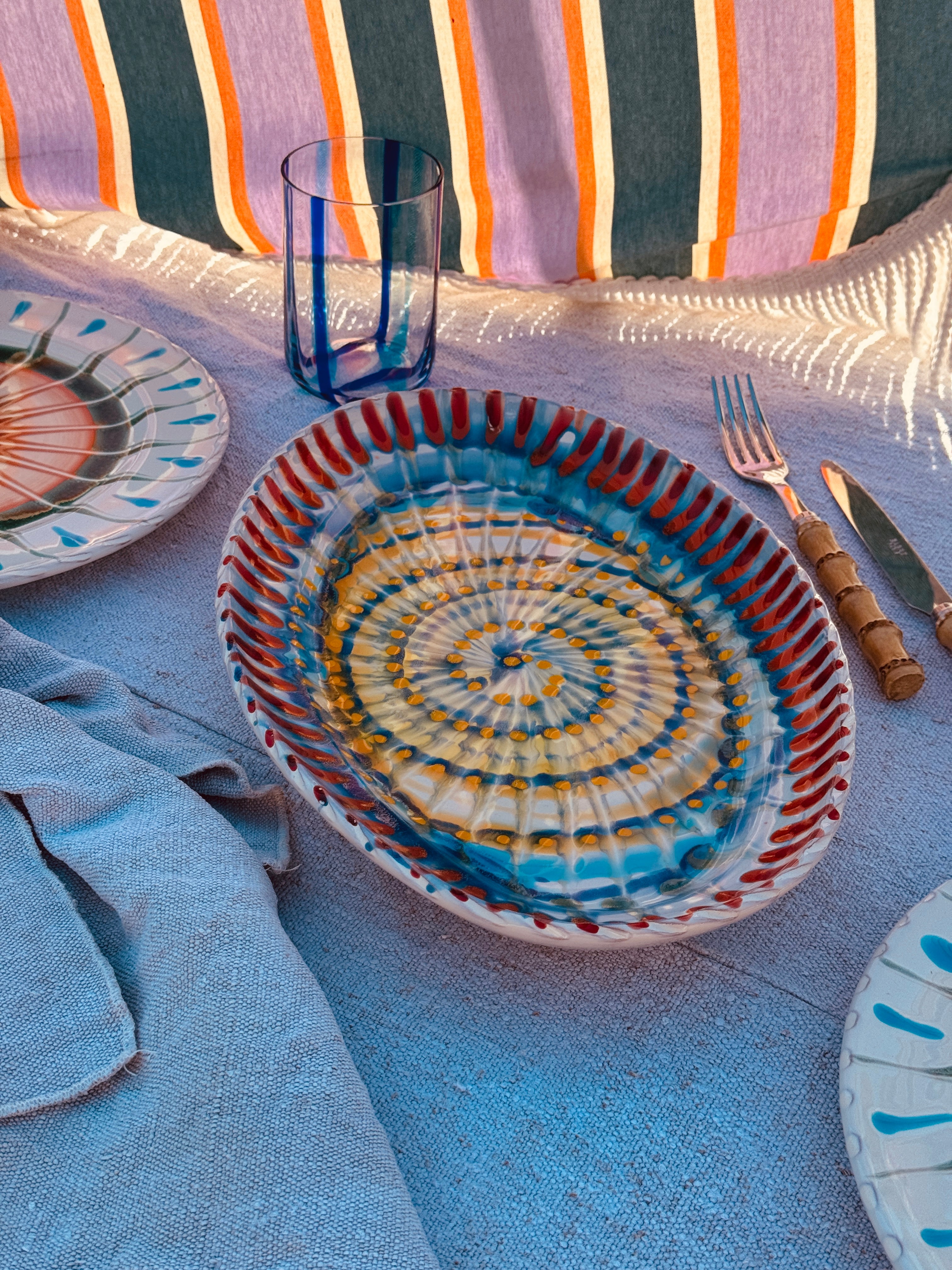 ! Unique Piece ! "Psychodelic" Oval Plate  35cm x 23cm - Only 1x available