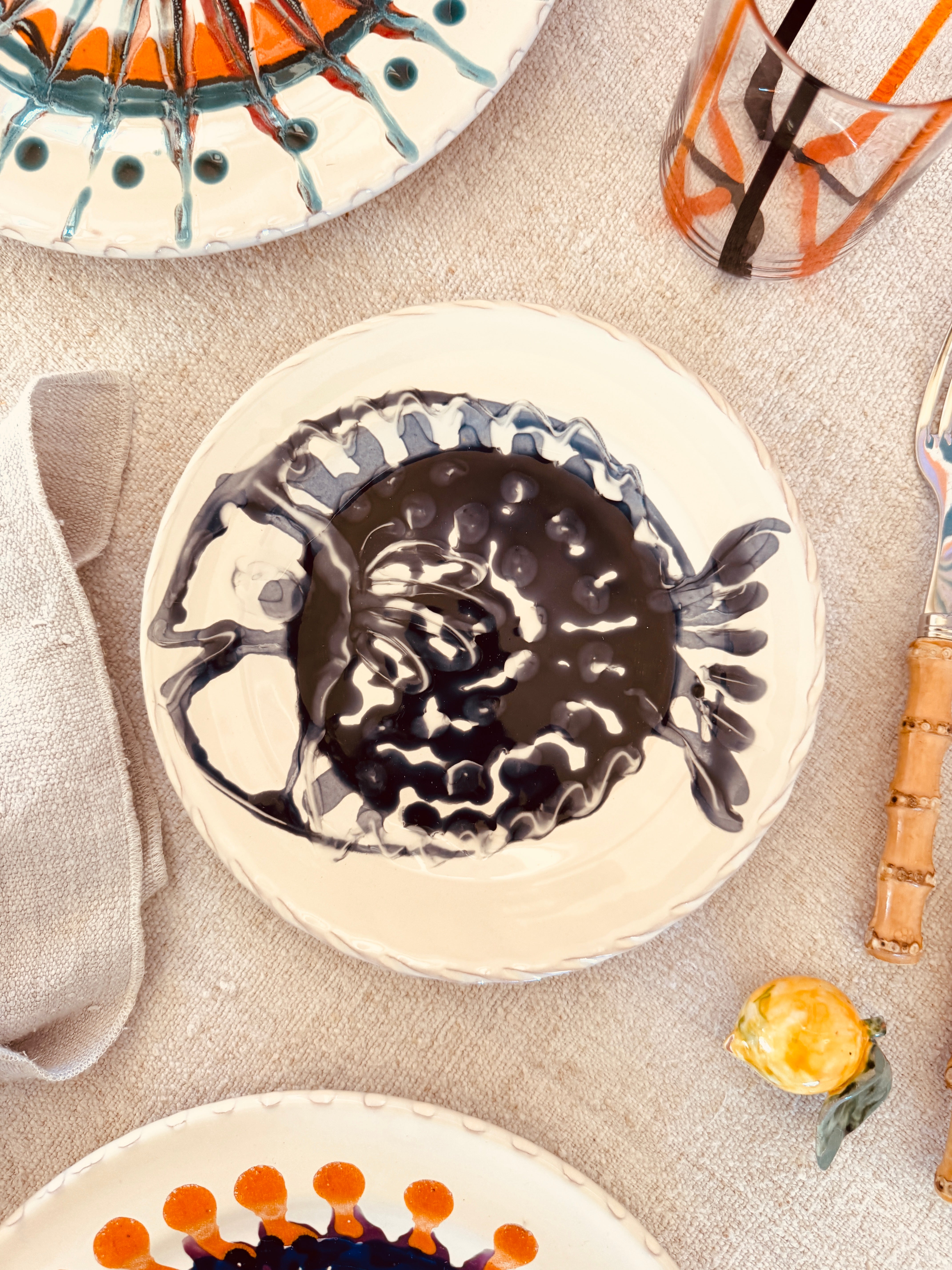 Handgefertigter Antipasti Teller 20 cm | Kleiner Keramikteller (Unikat)