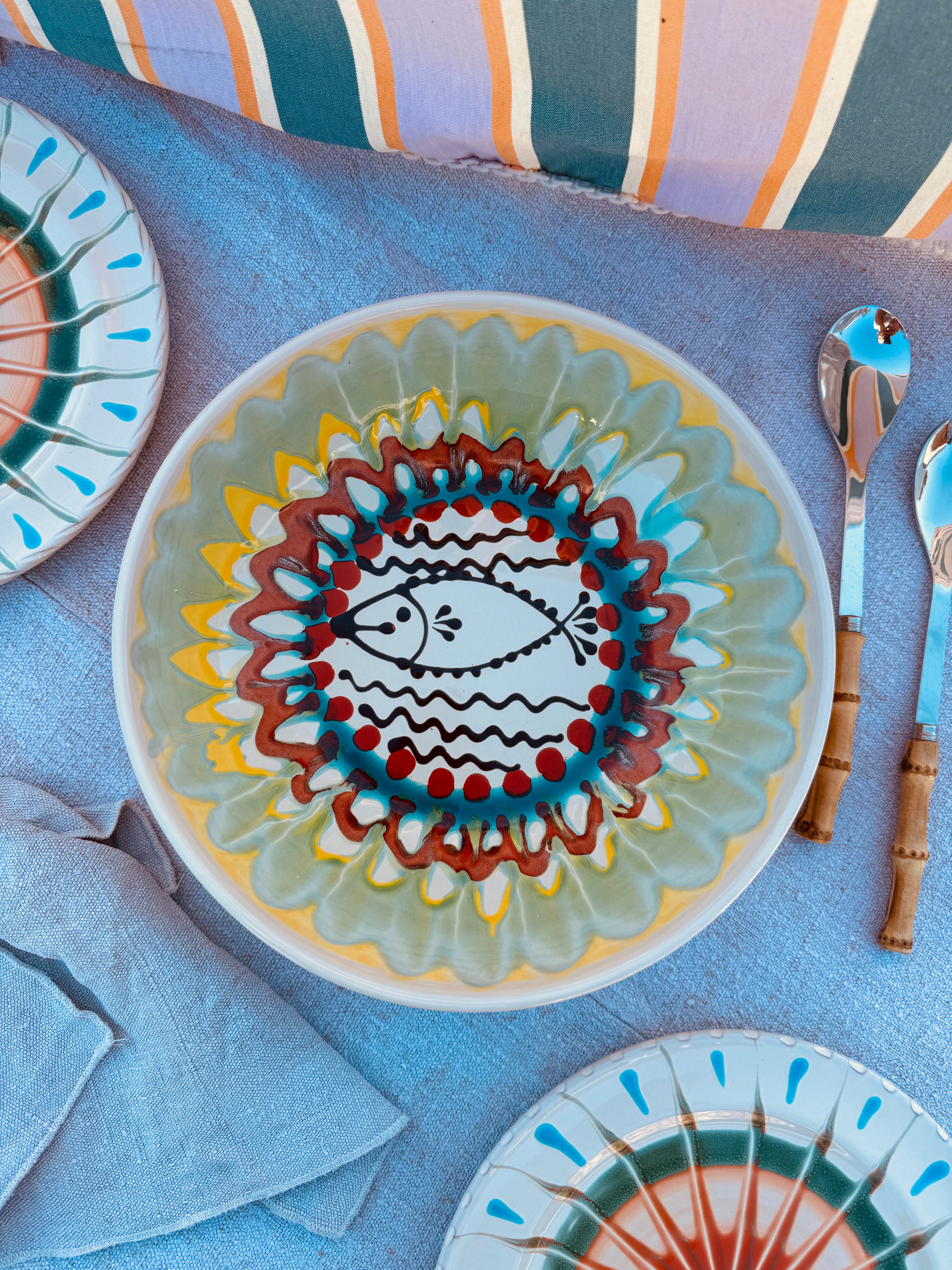 Salatschale Psychodelic & Fish - 30cm “Unikat Einzelstück - nur 1 x erhältlich"