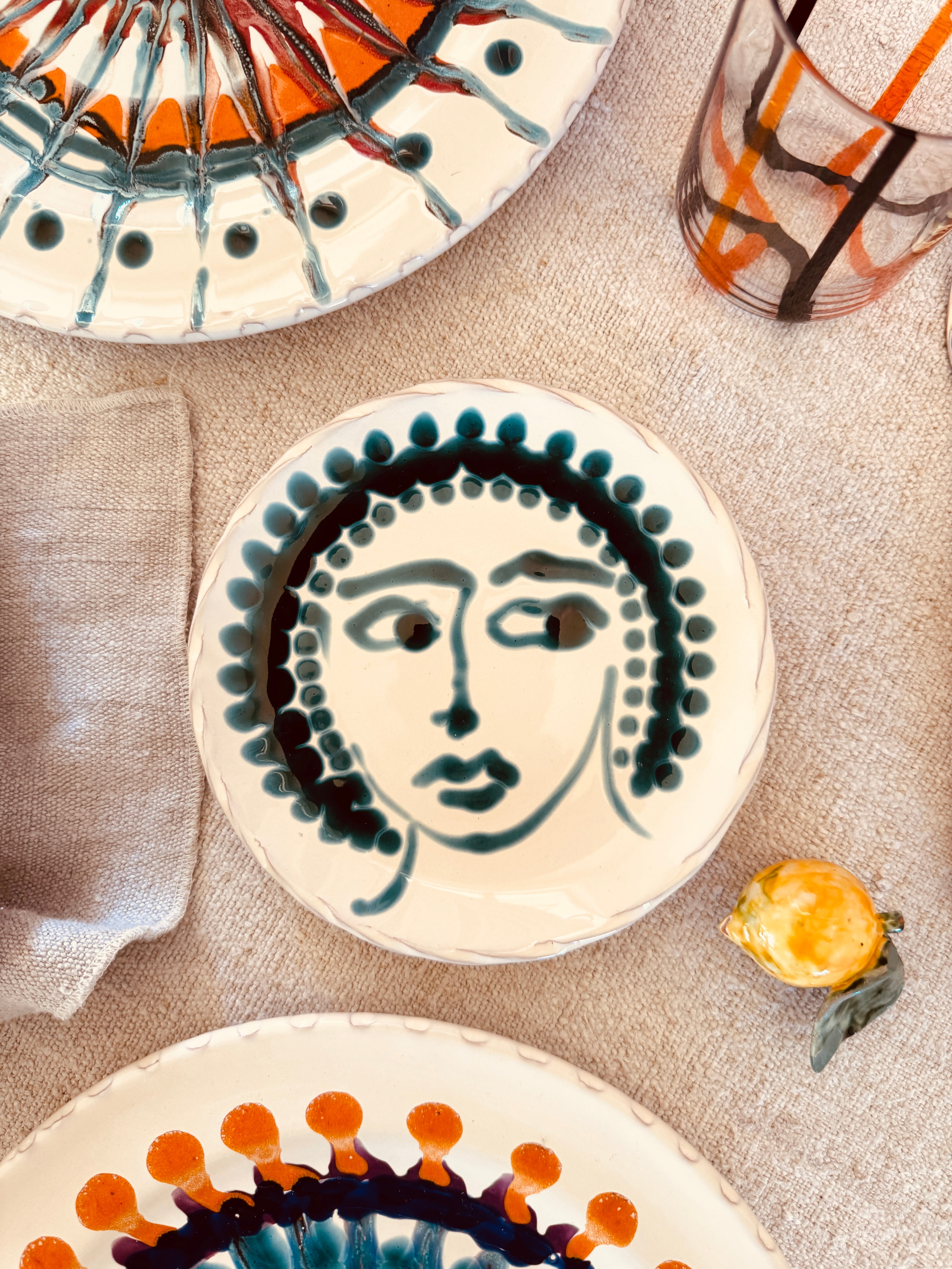 Handmade Italian Small Plate 16 cm | Dessert & Bread Plate (Unique "Viso" Piece)