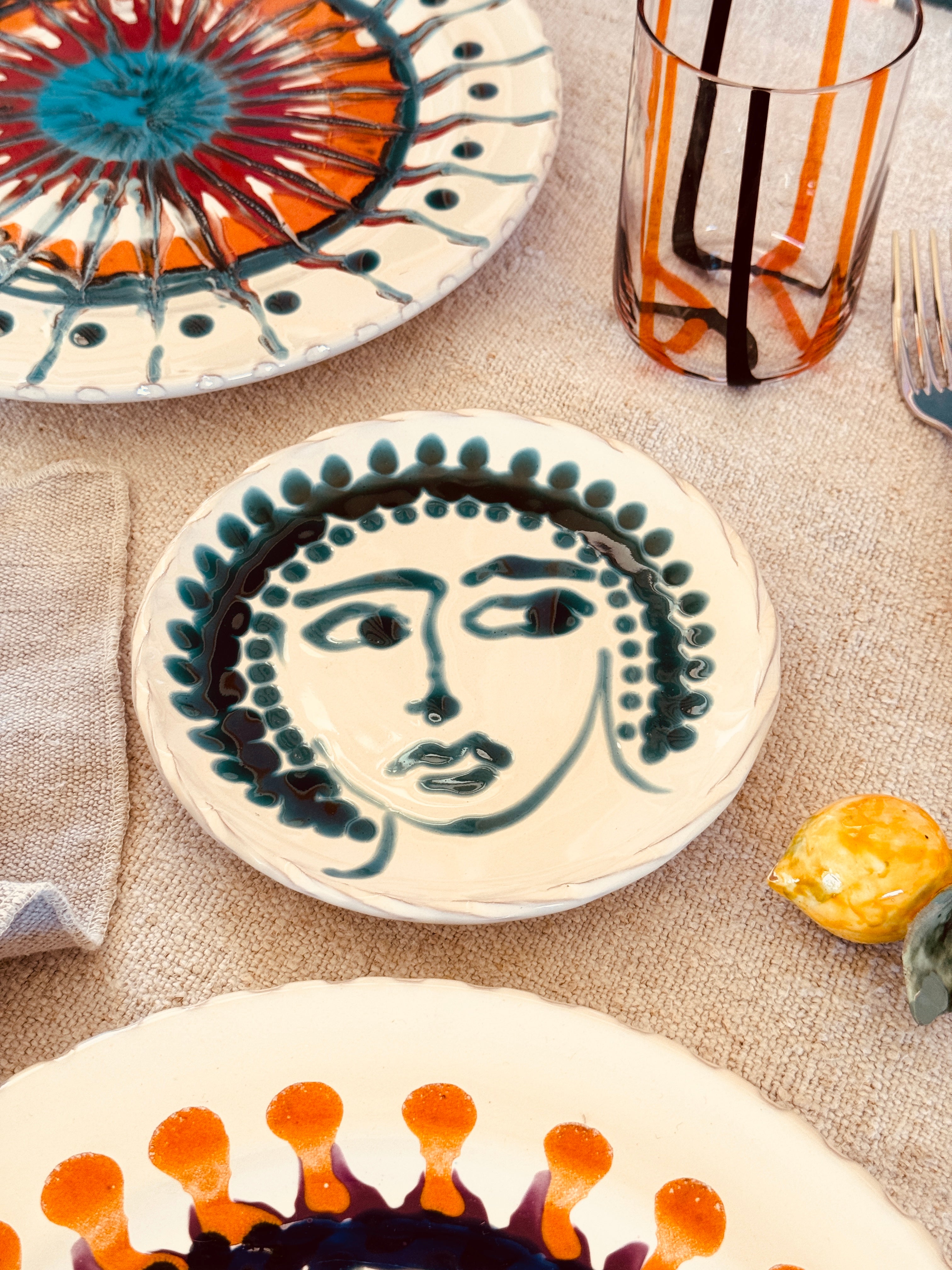 Handmade Italian Small Plate 16 cm | Dessert & Bread Plate (Unique "Viso" Piece)