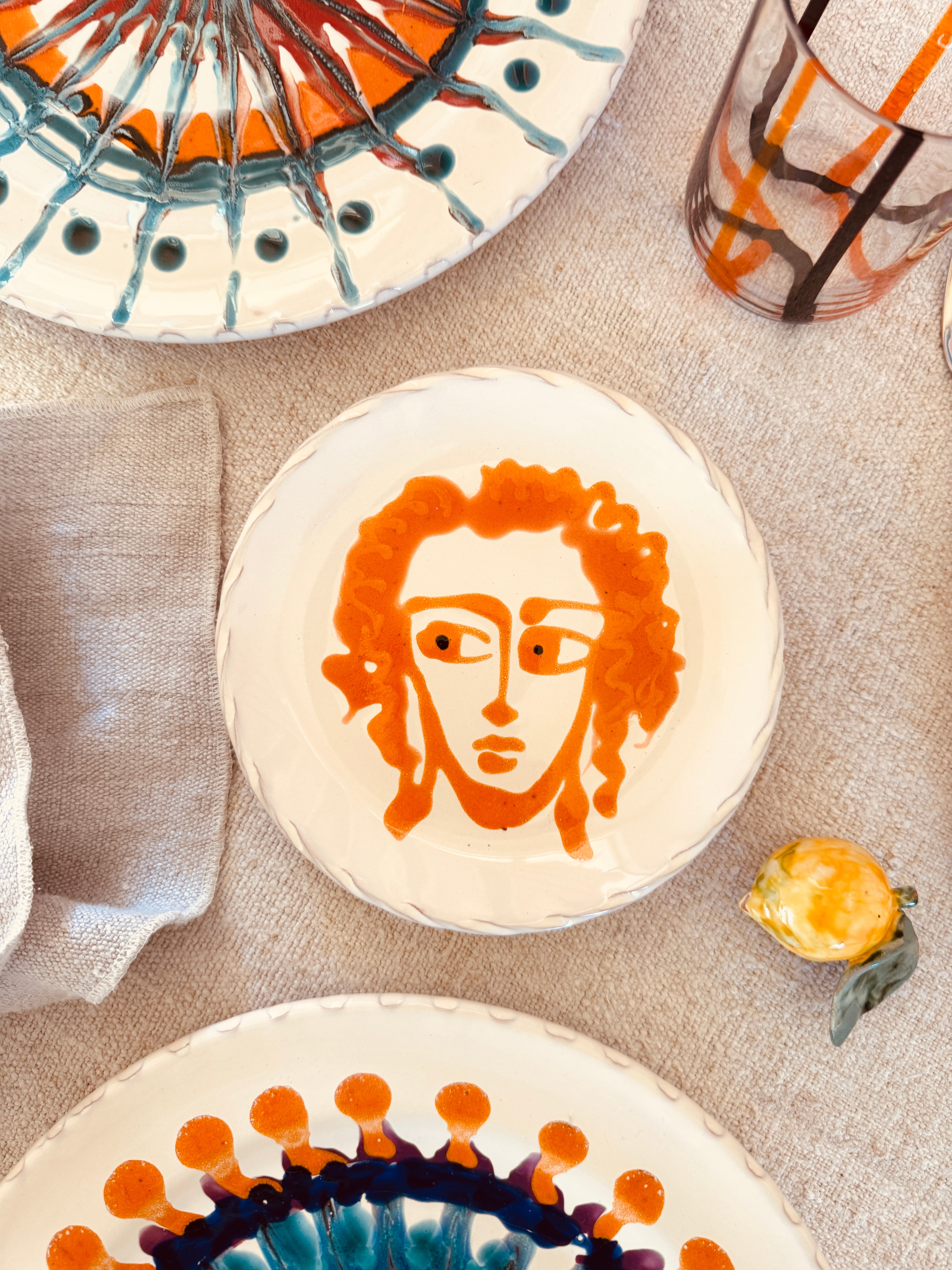 Handmade Italian Small Plate 16 cm | Dessert & Bread Plate (Unique "Viso" Piece)