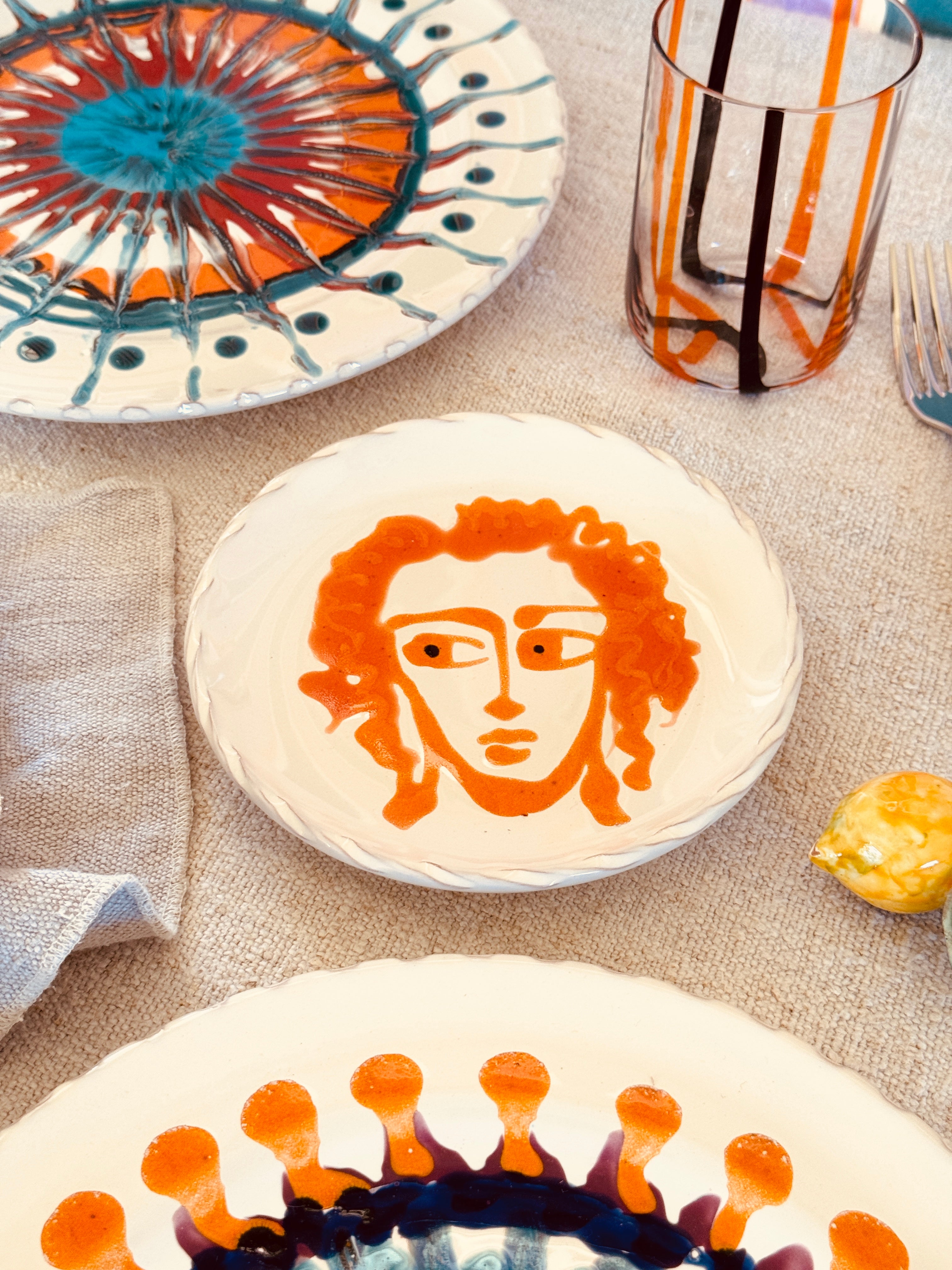 Handmade Italian Small Plate 16 cm | Dessert & Bread Plate (Unique "Viso" Piece)