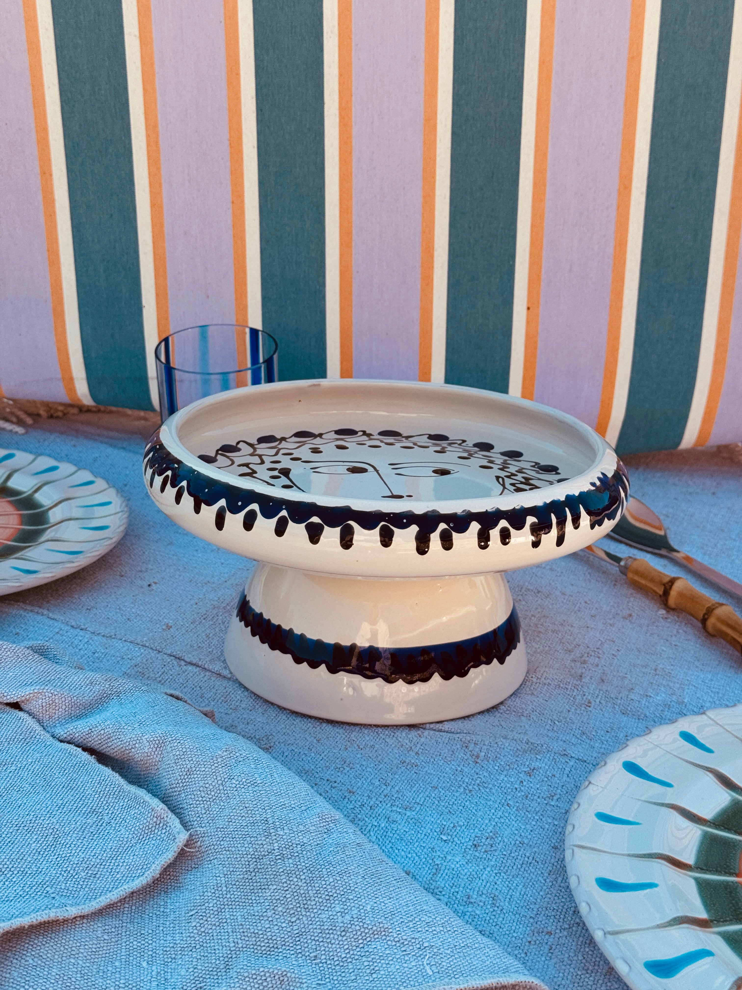 Psychodelic Frisbee Teller mit Fuß - 25cm UNIKAT NUR 1 X ERHÄLTLICH