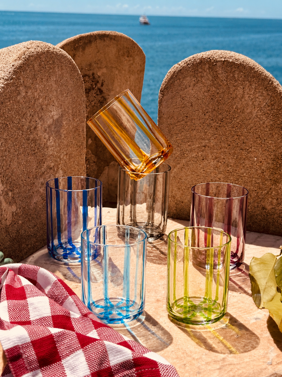 Handmade Murano Glasses Set of 6 | Italian Mouth-Blown Drinking Glasses