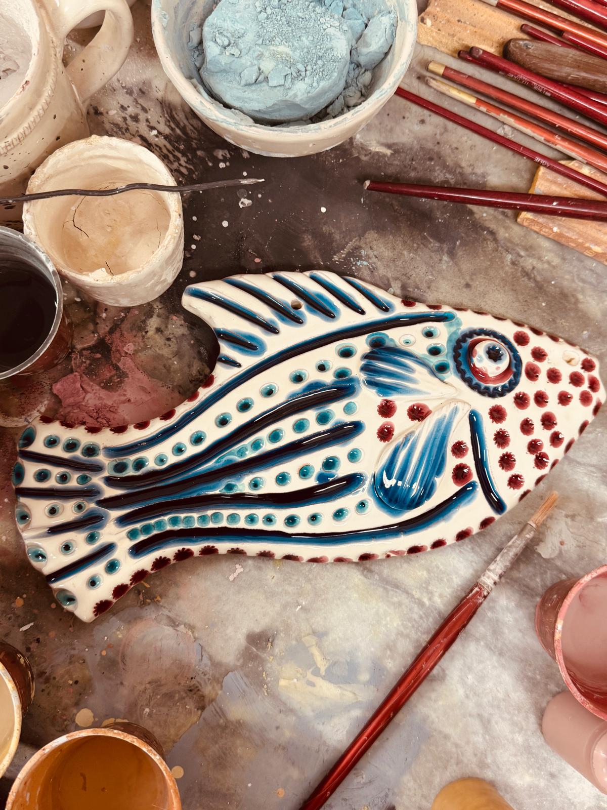 Unique Piece "Mediterranean Muse" Ceramic Deko Fish handmade by Franco Fasano
