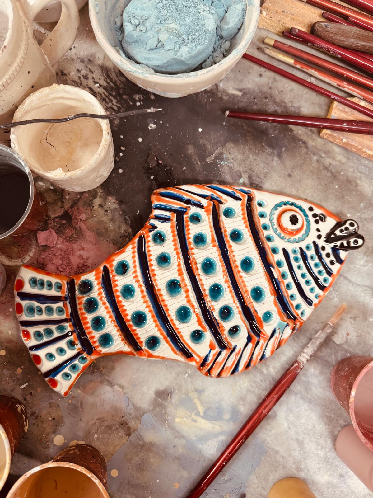 Unique Piece "Mediterranean Muse" Ceramic Deko Fish handmade by Franco Fasano