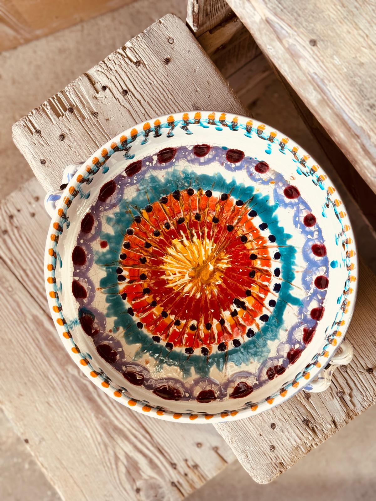 Psychodelic Ovenproof Bowl  "Unique Piece" 34cm