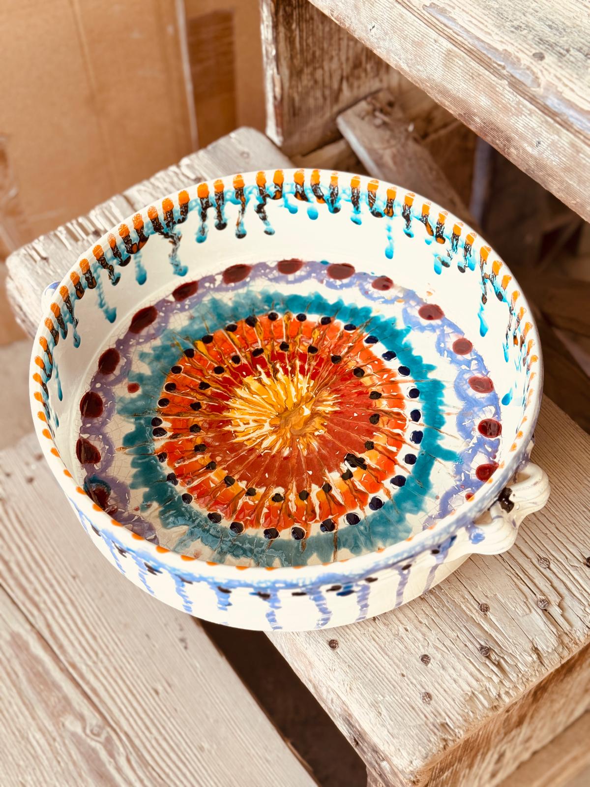Psychodelic Ovenproof Bowl  "Unique Piece" 34cm
