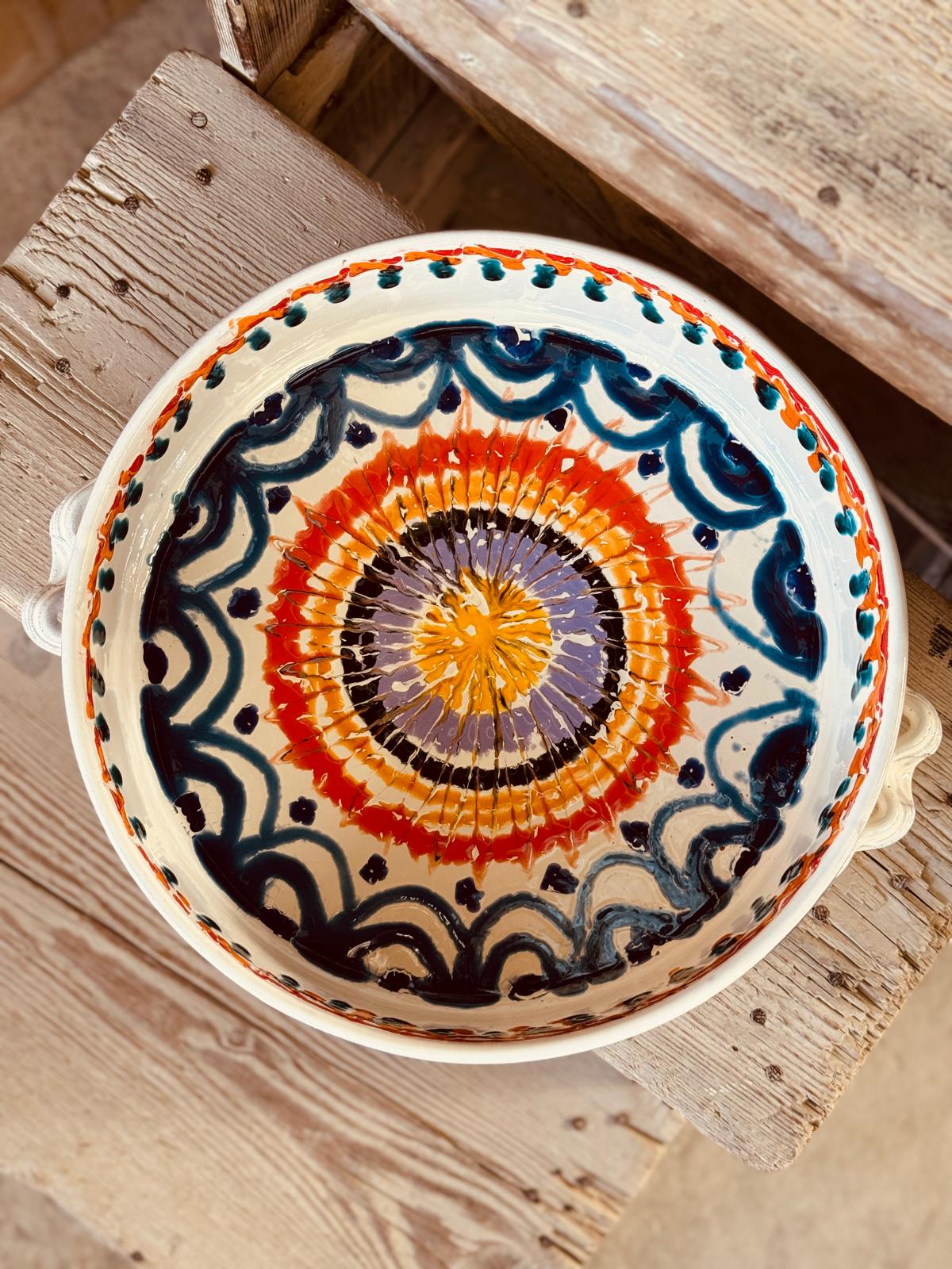 Psychodelic Ovenproof Bowl  "Unique Piece" 34cm