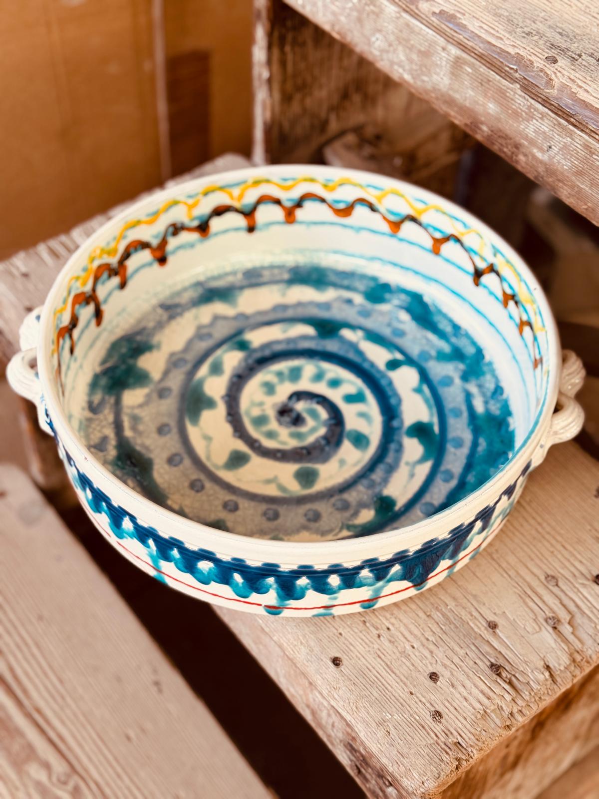 Psychodelic Ovenproof Bowl  "Unique Piece" 34cm