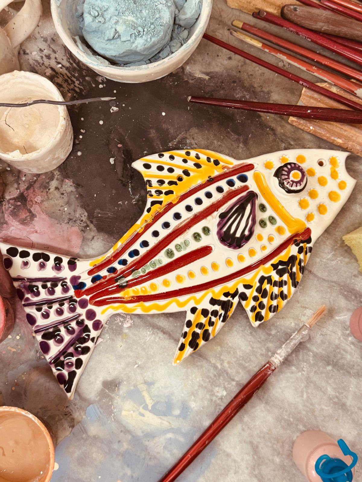 Unique Piece "Mediterranean Muse" Ceramic Deko Fish handmade by Franco Fasano