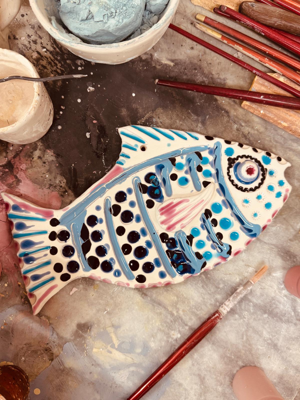 Unique Piece "Mediterranean Muse" Ceramic Deko Fish handmade by Franco Fasano