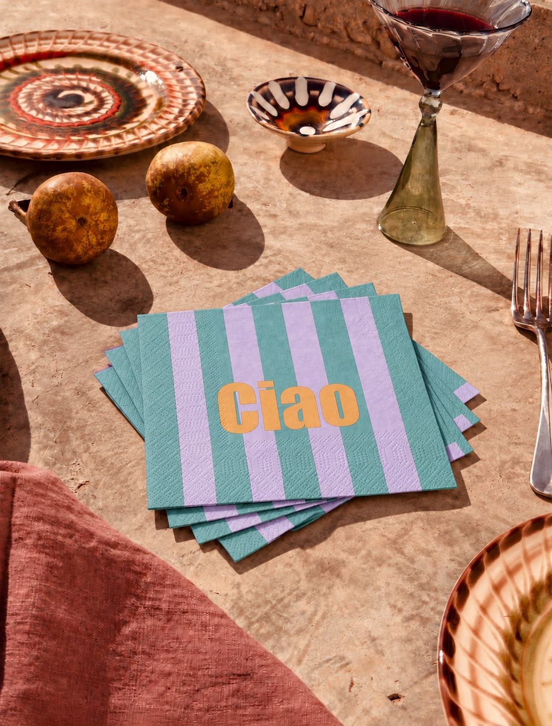“Tavola Allegra” Paper Napkins | Amore, Ciao & Salute | Set of 20