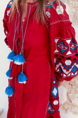 Bohemian Rapsody - Mrs.Riviera Sommerkleid „Red Lotus“ Größe 2 