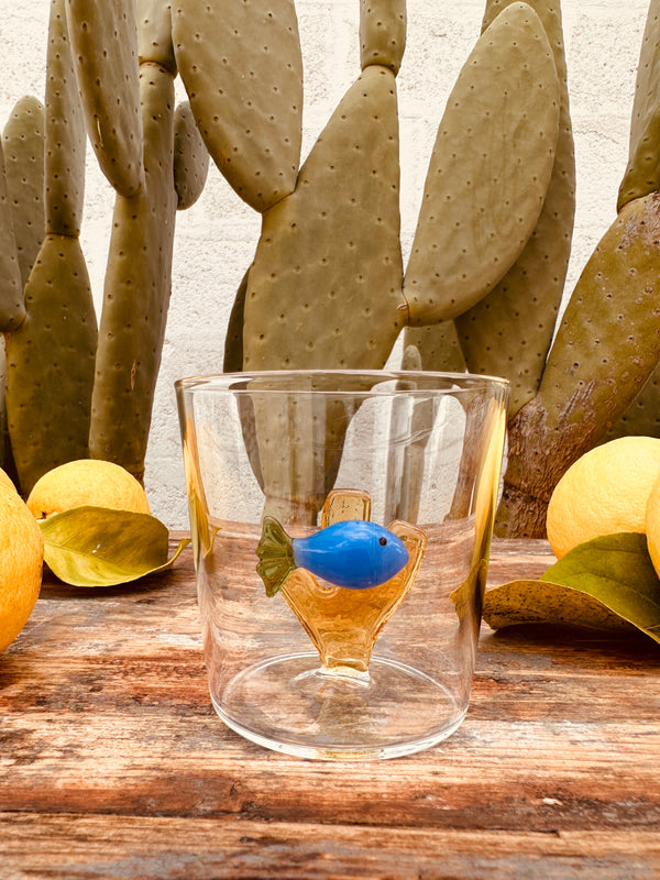 Bicchiere "Pesce blu  - Alga Ambra"