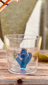 Bicchiere "Pesce pink - Alga blu"